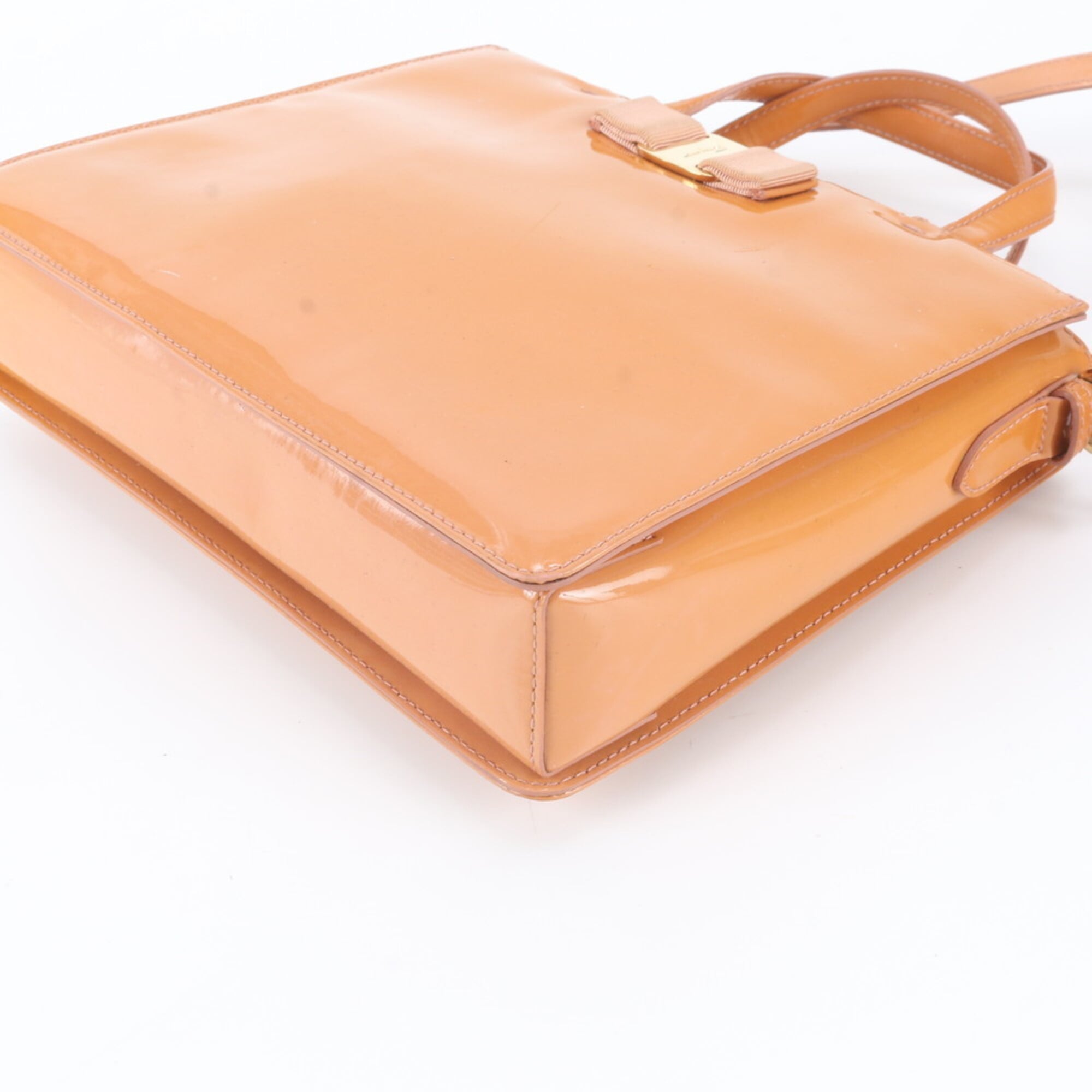 Salvatore Ferragamo Orange Leather Handbag Shoulder Bag Tote Bag (Pre-Owned)
