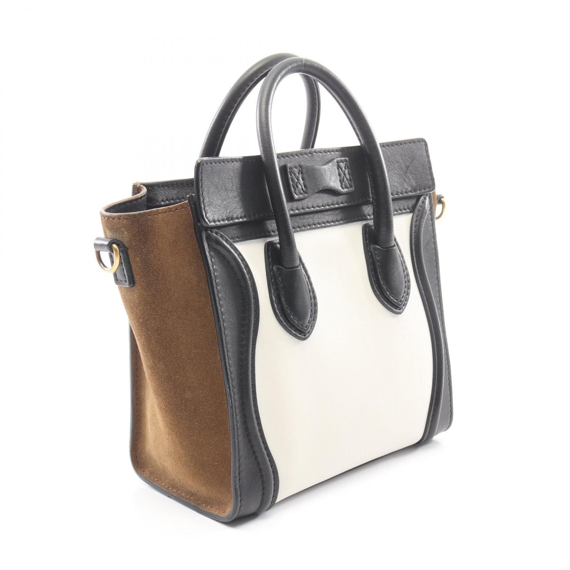 Celine Black Khaki White Leather Handbag (Pre-Owned)