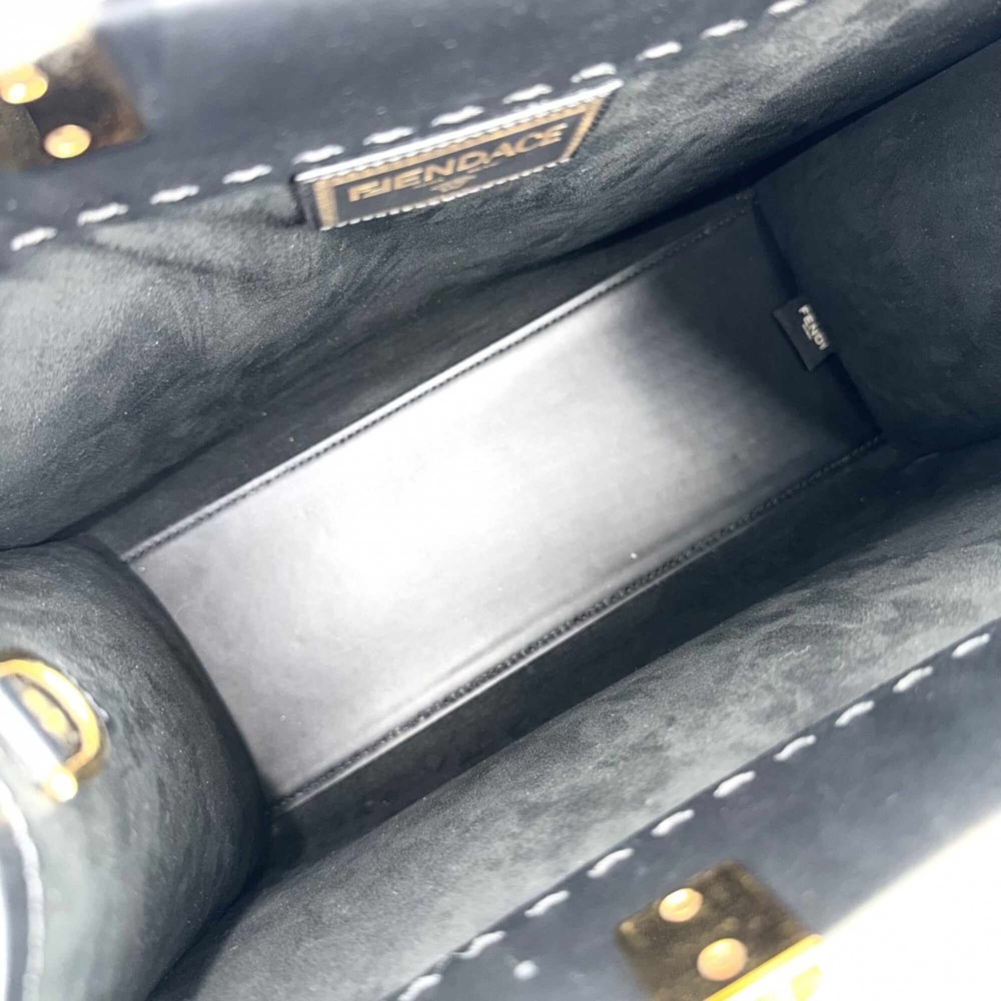 Fendi Black Leather Handbag Shoulder Bag Tote Bag (Pre-Owned)