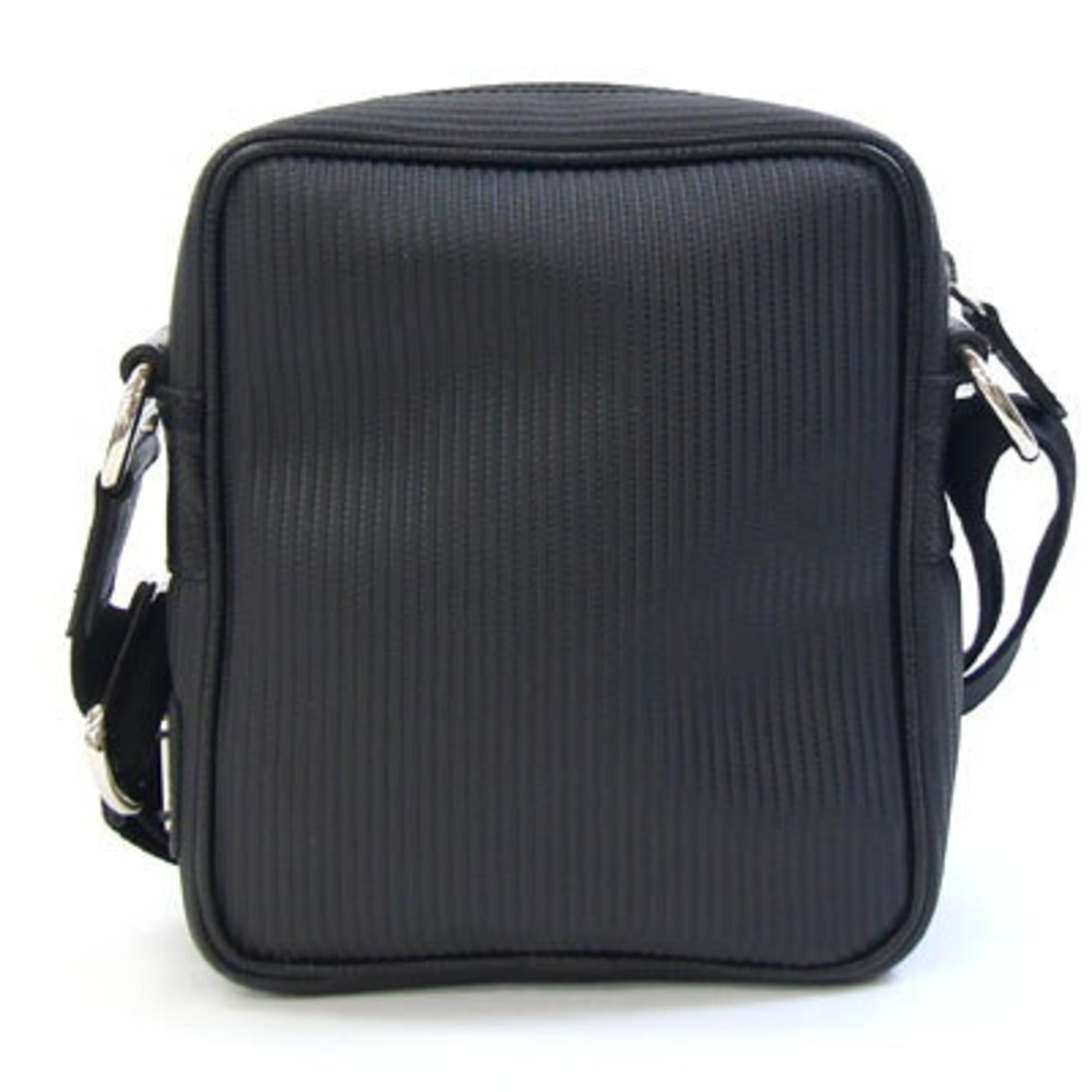 Bvlgari Millerighe Black Coated Canvas Leather Shoulder Bag (Pre-Owned)