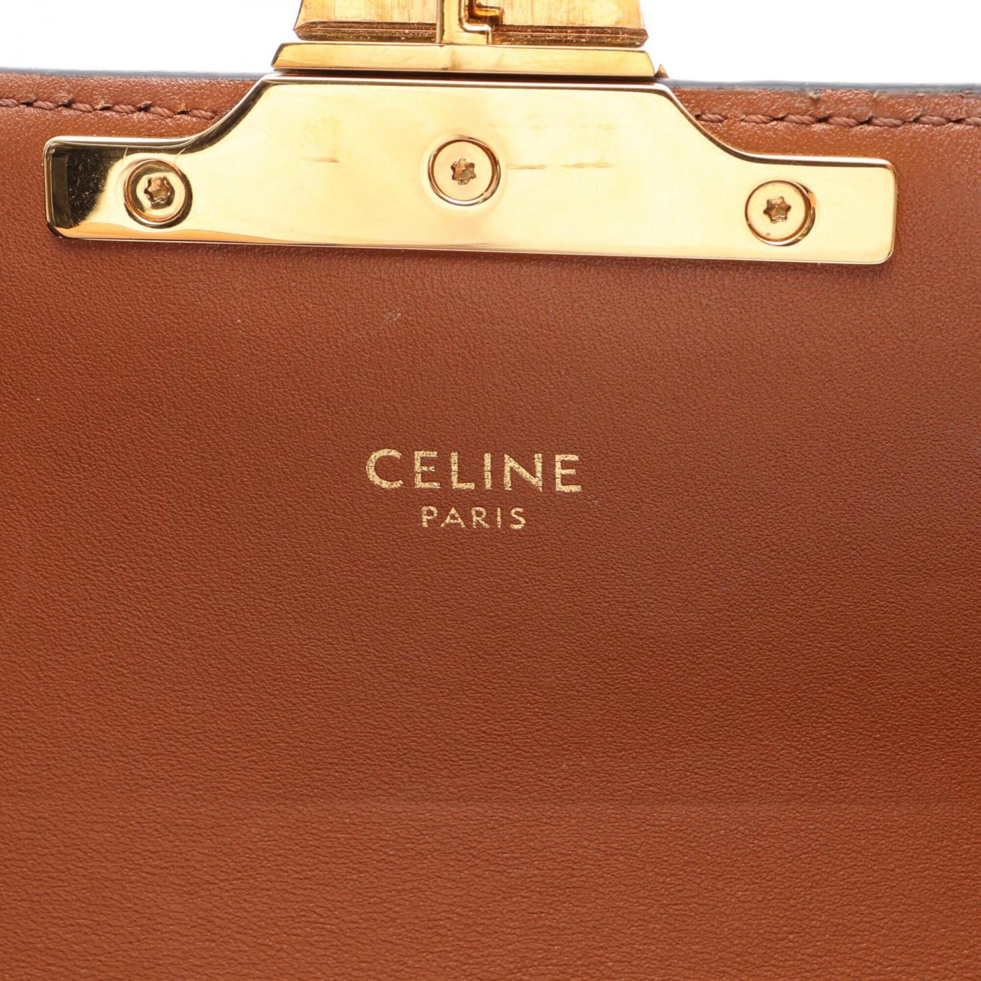 Celine Brown Coated Canvas Leather Handbag Shoulder Bag (Pre-Owned)