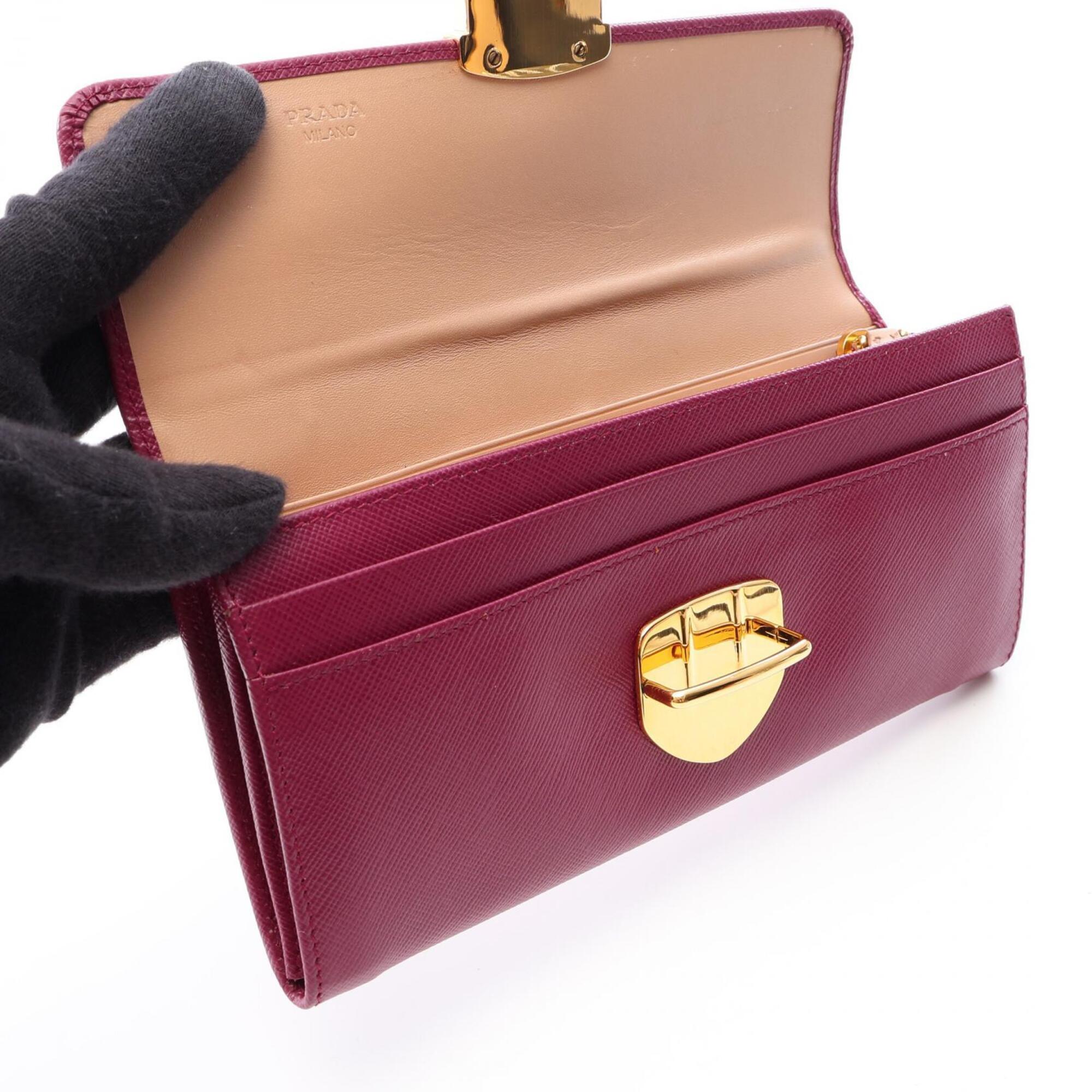 Prada Purple Saffiano Long Wallet (Bi-Fold) (Pre-Owned)
