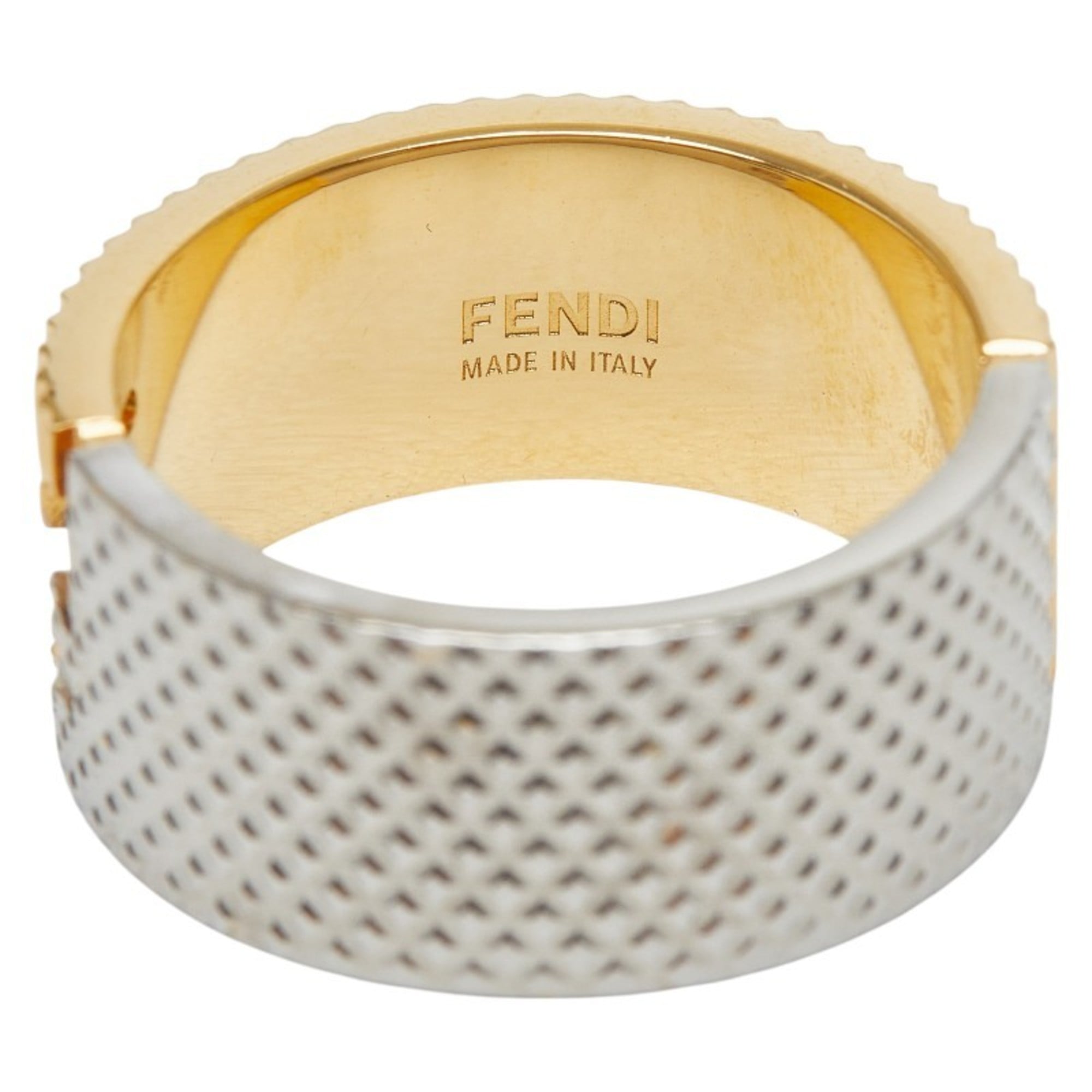 Fendi Gold Silver Gold Plating Metal Band Ring (Pre-Owned)