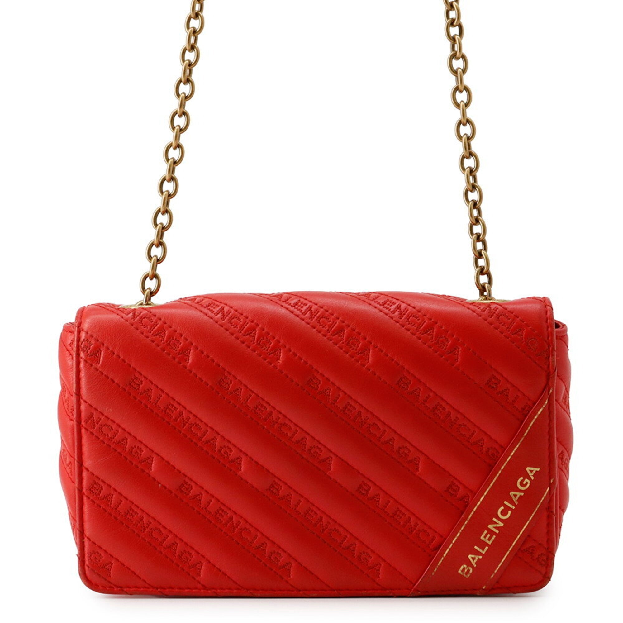 Balenciaga Red Color Leather Handbag Shoulder Bag (Pre-Owned)