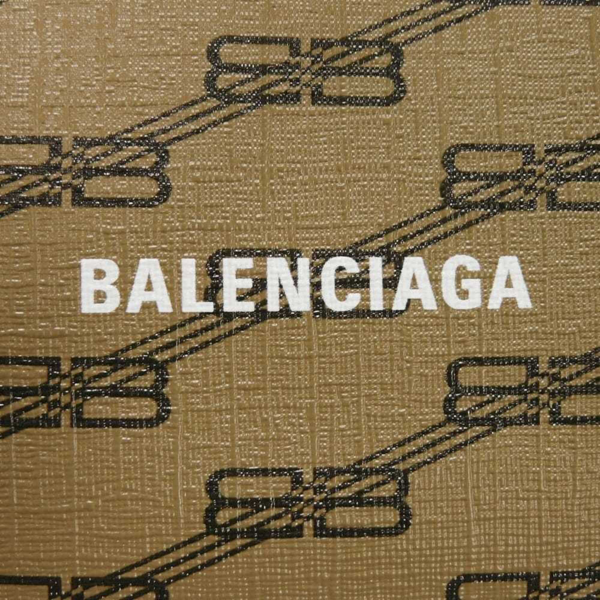 Balenciaga Beige Brown Coated Canvas Leather Clutch Bag Pouch (Pre-Owned)