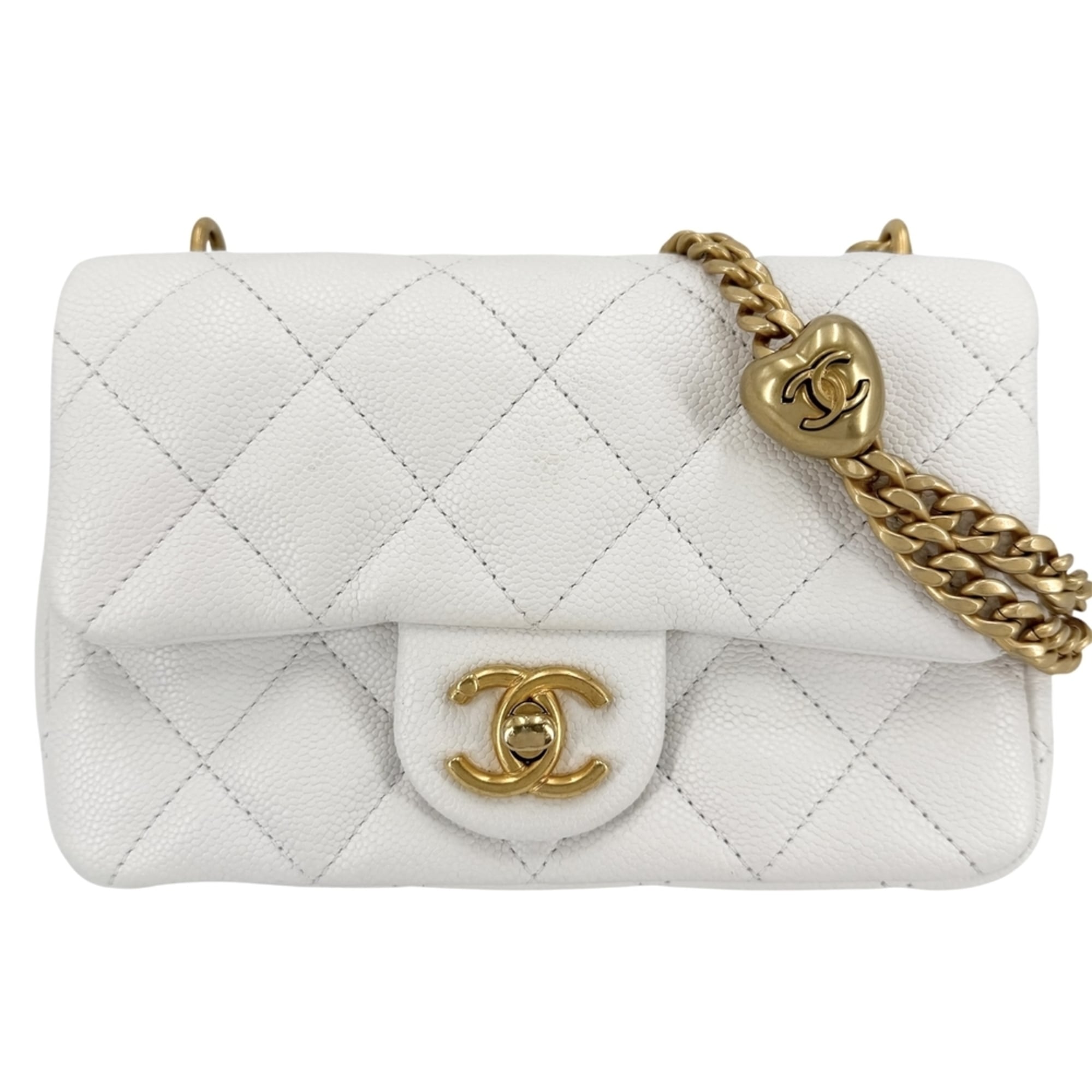 Chanel White Grained Calfskin Shoulder Bag (Pre-Owned)