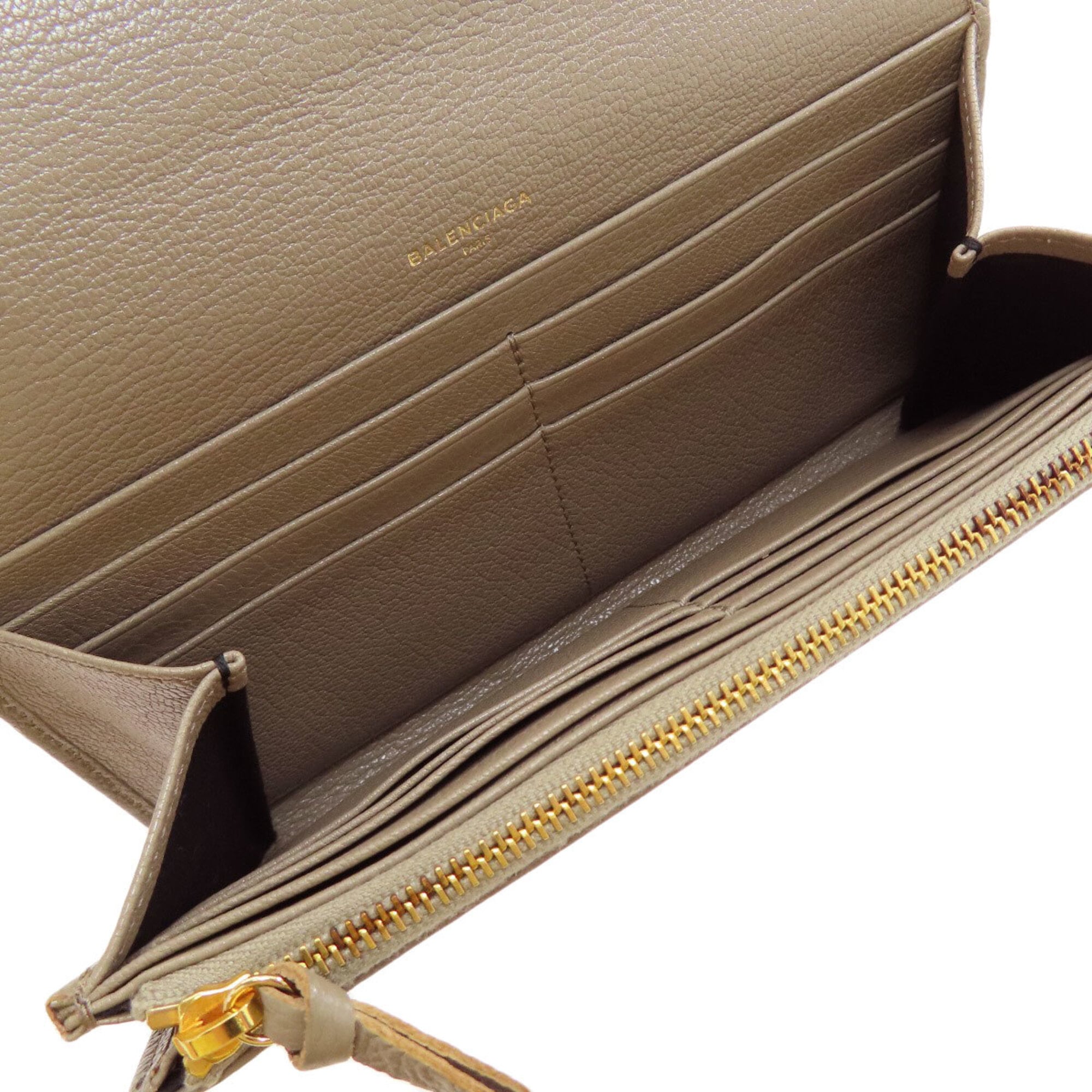 Balenciaga Grayish Leather Long Wallet (Bi-Fold) (Pre-Owned)