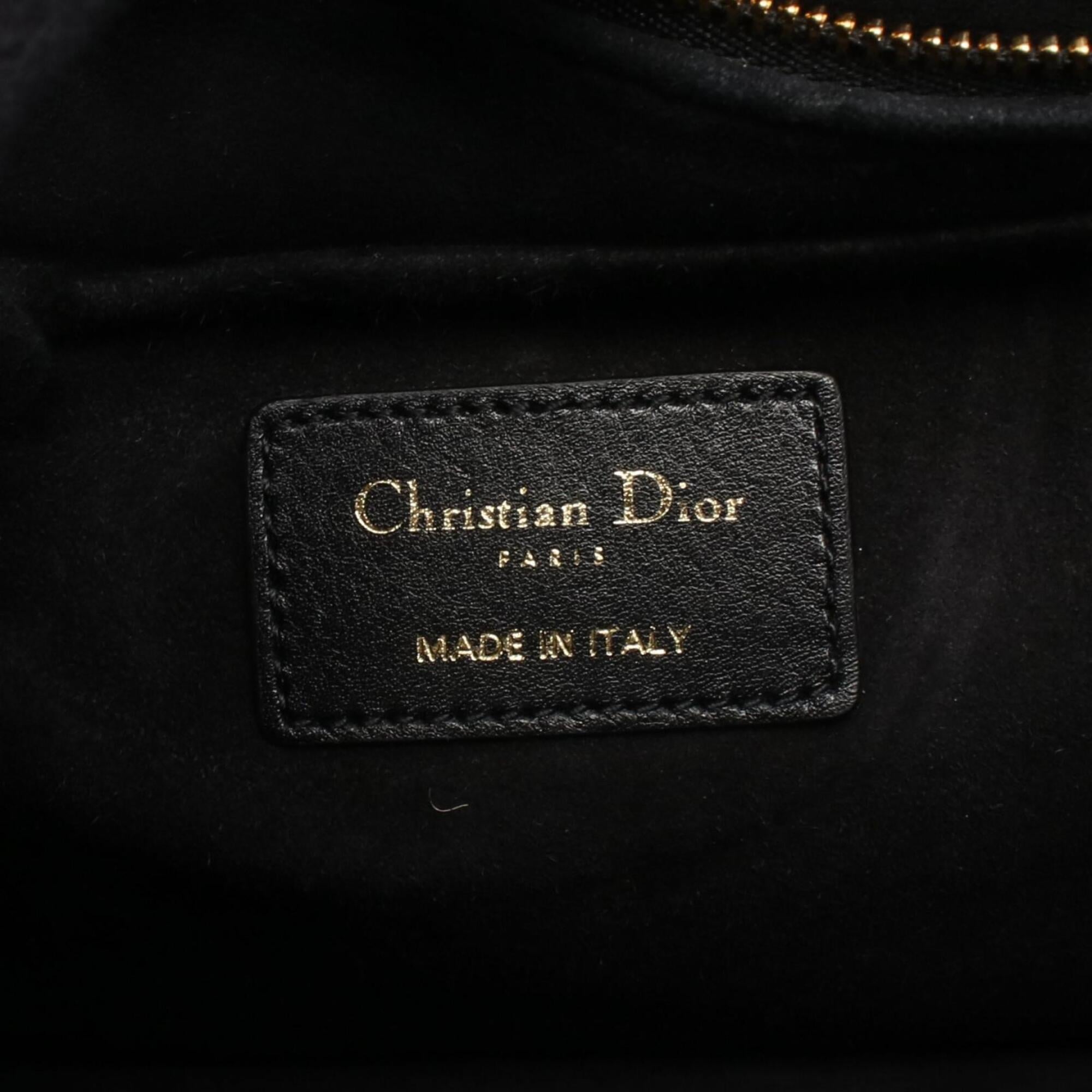 Christian Dior Black Leather Handbag Tote Bag (Pre-Owned)