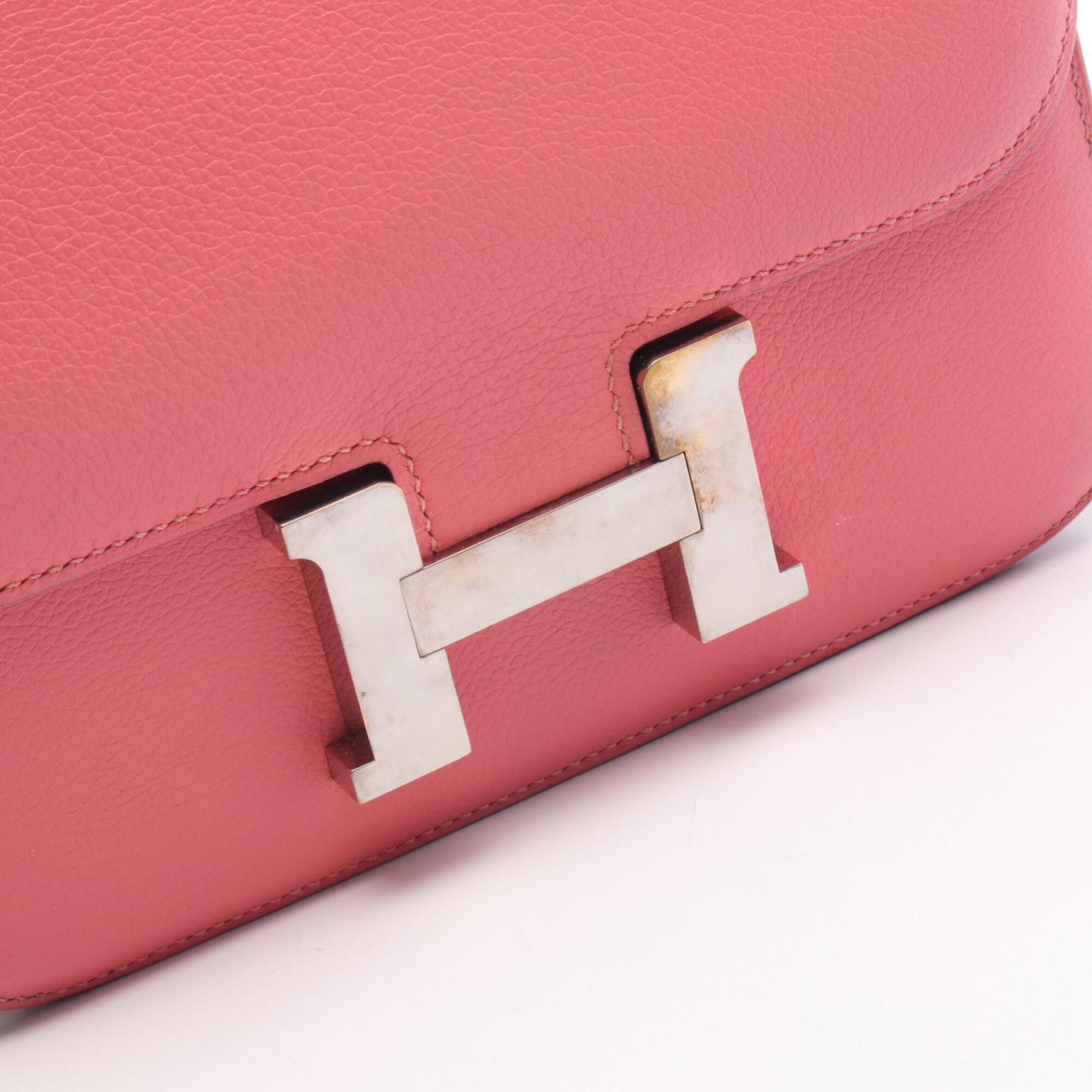 Hermes Pink Leather Handbag Shoulder Bag (Pre-Owned)