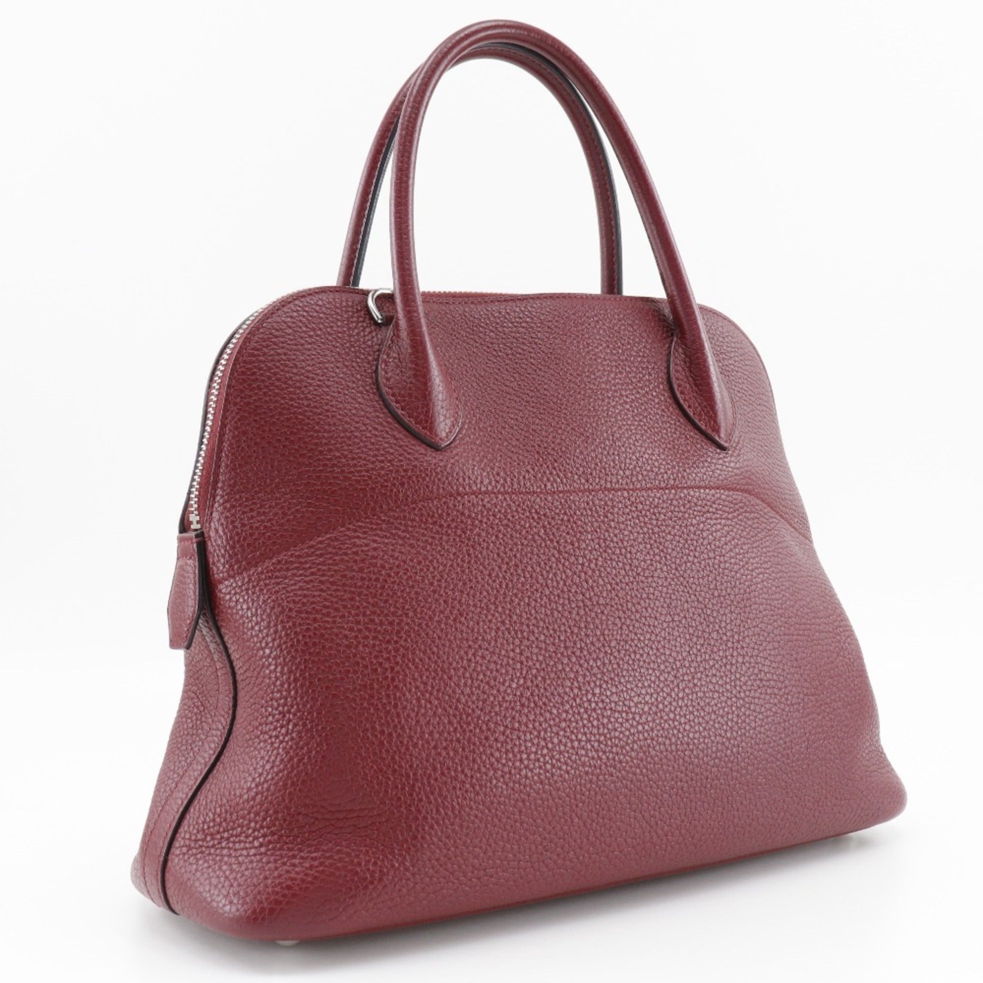 Hermes Bolide Rouge Grenat Taurillon Clemence Leather Handbag (Pre-Owned)