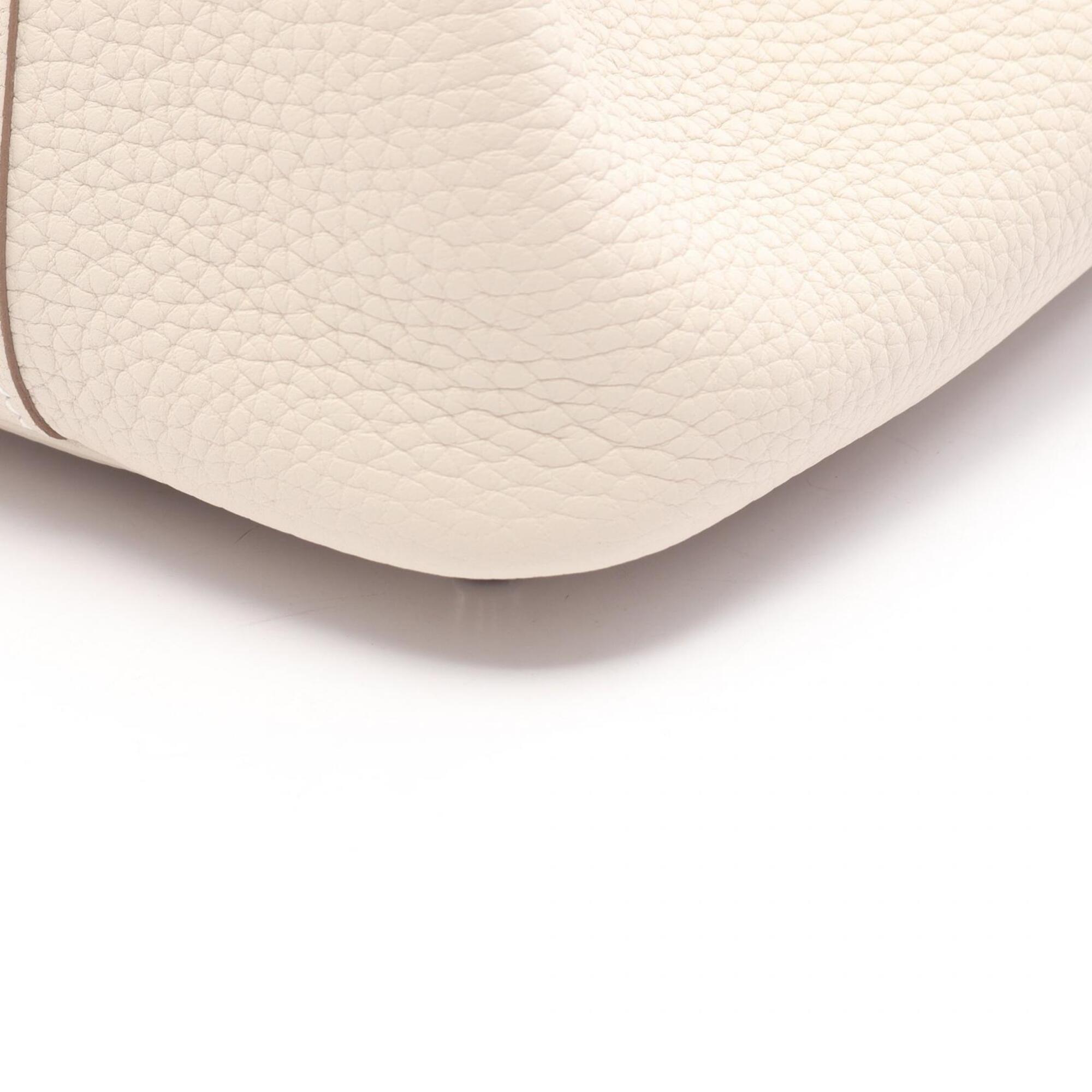 Hermes White Taurillon Clemence Leather Leather Handbag (Pre-Owned)