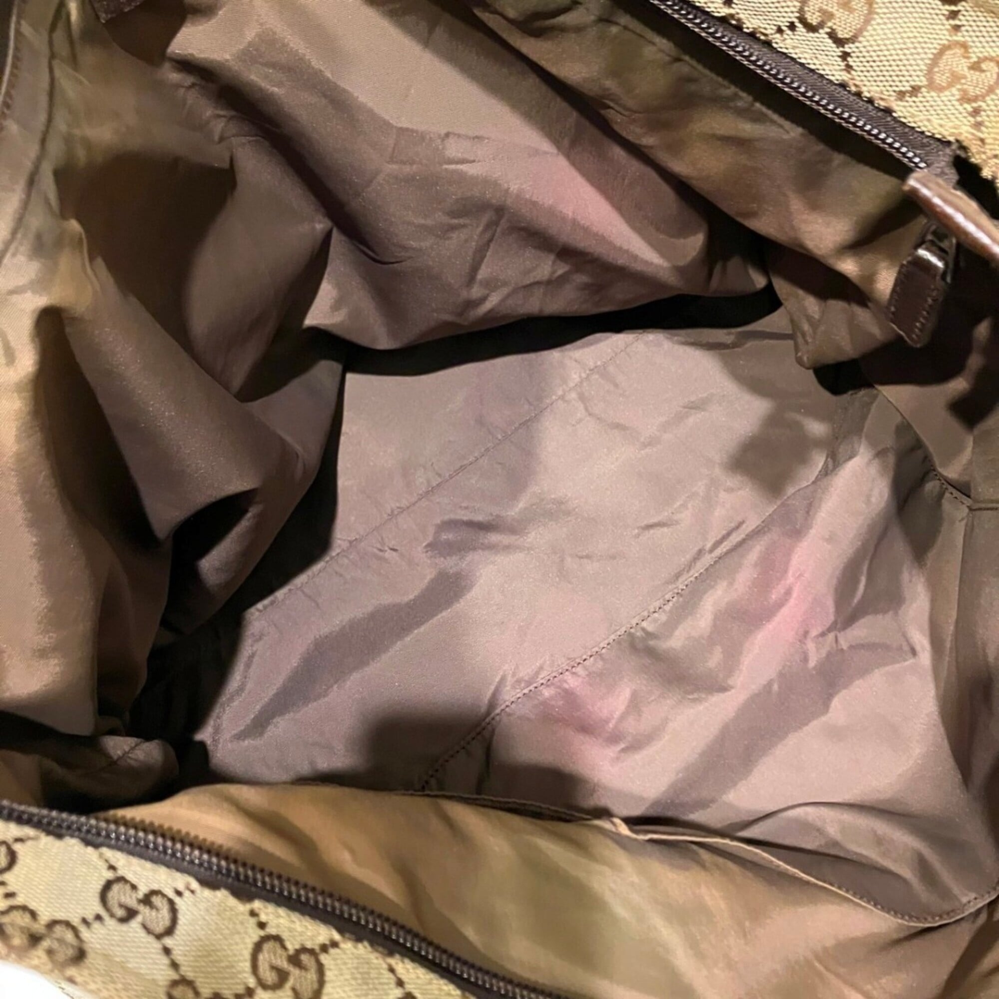 Gucci Sherry Line Beige Canvas Leather Tote Bag (Pre-Owned)