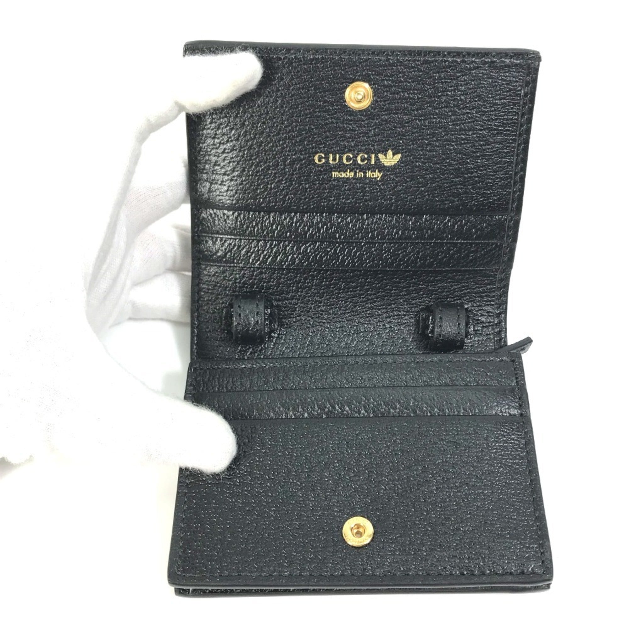 Gucci Black White Leather Chain/Shoulder Wallet (Pre-Owned)
