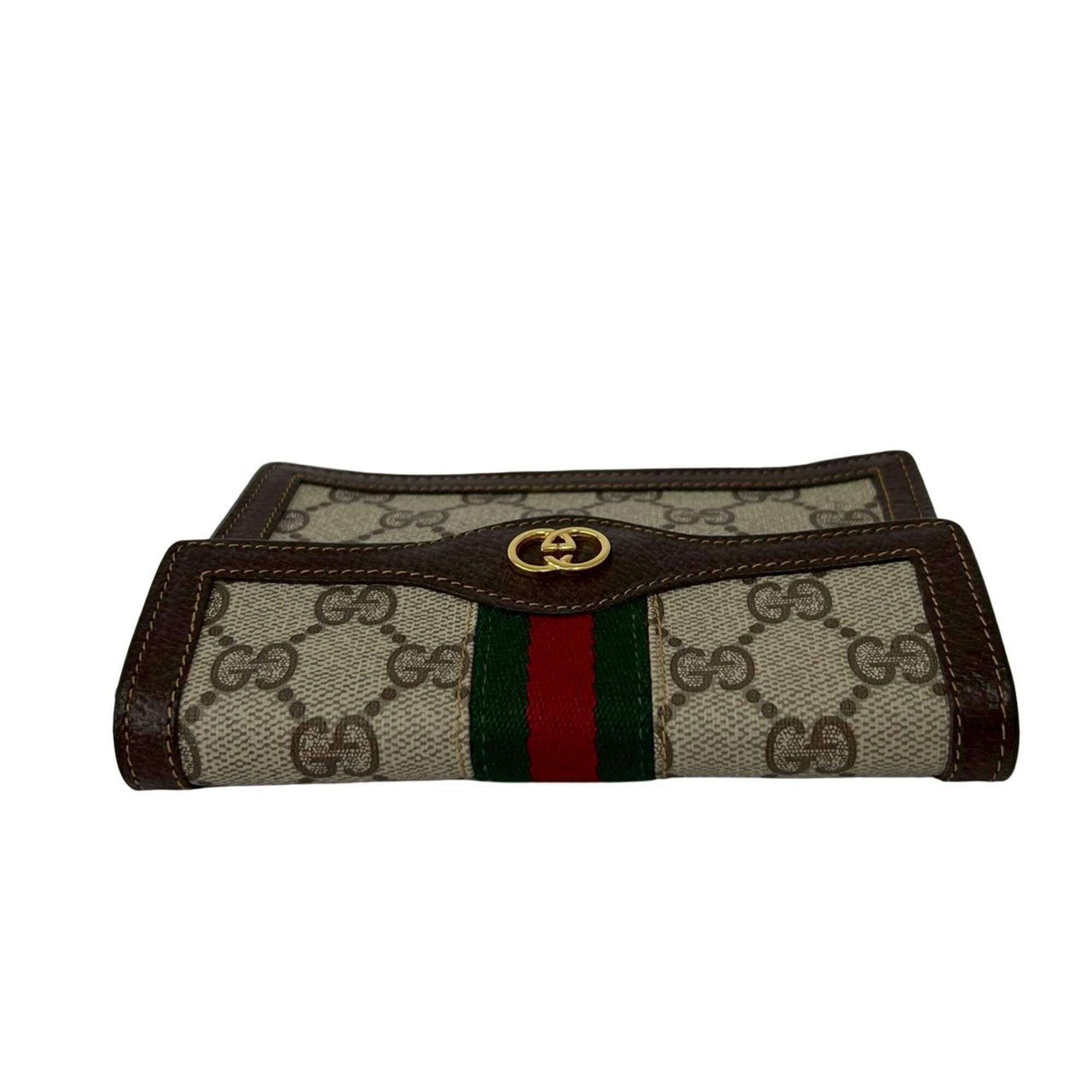Gucci Brown Green Red Color Leather Pvc Pouch (Pre-Owned)