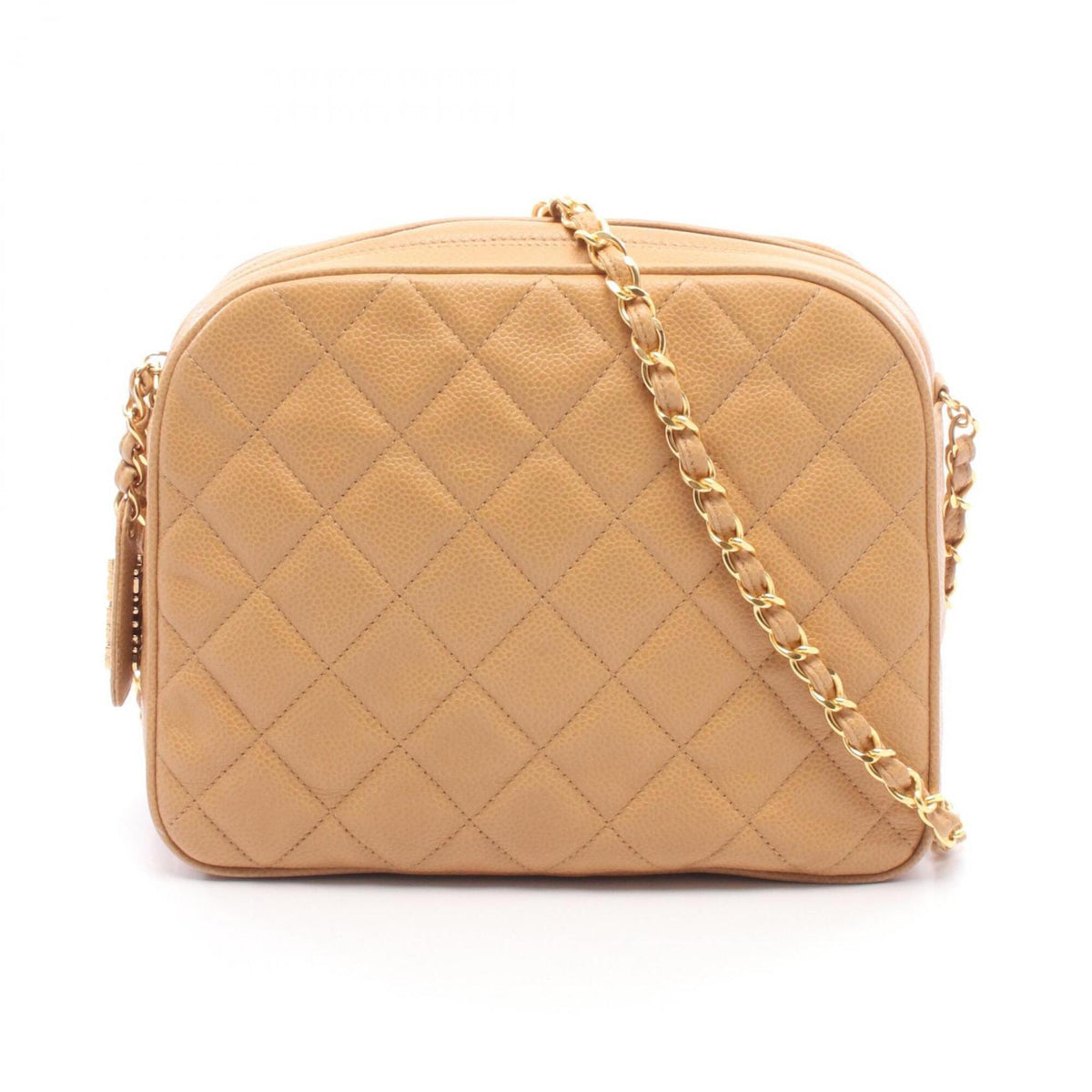 Chanel Beige Grained Calfskin Handbag Shoulder Bag (Pre-Owned)