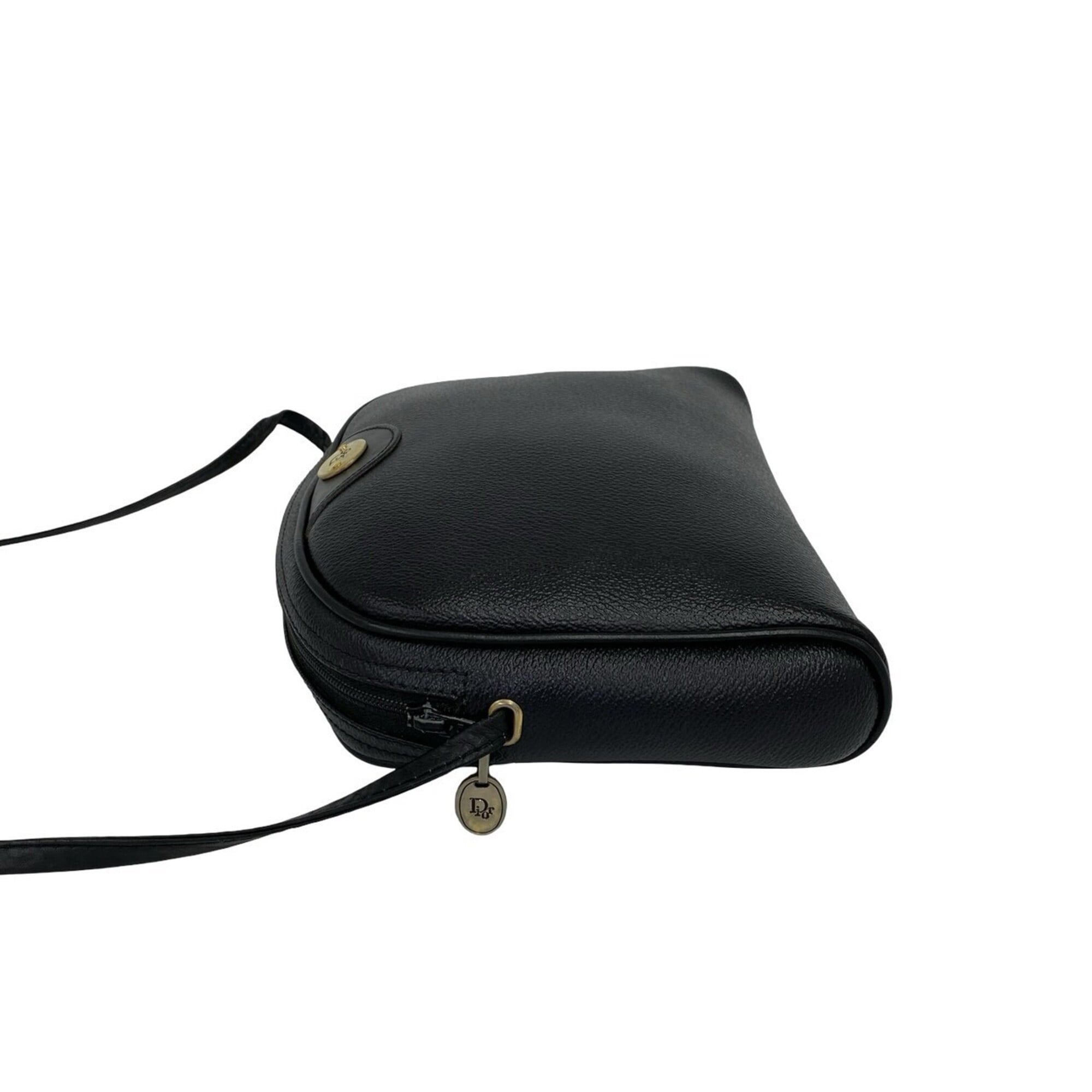 Christian Dior Black Leather Pochette Shoulder Bag (Pre-Owned)
