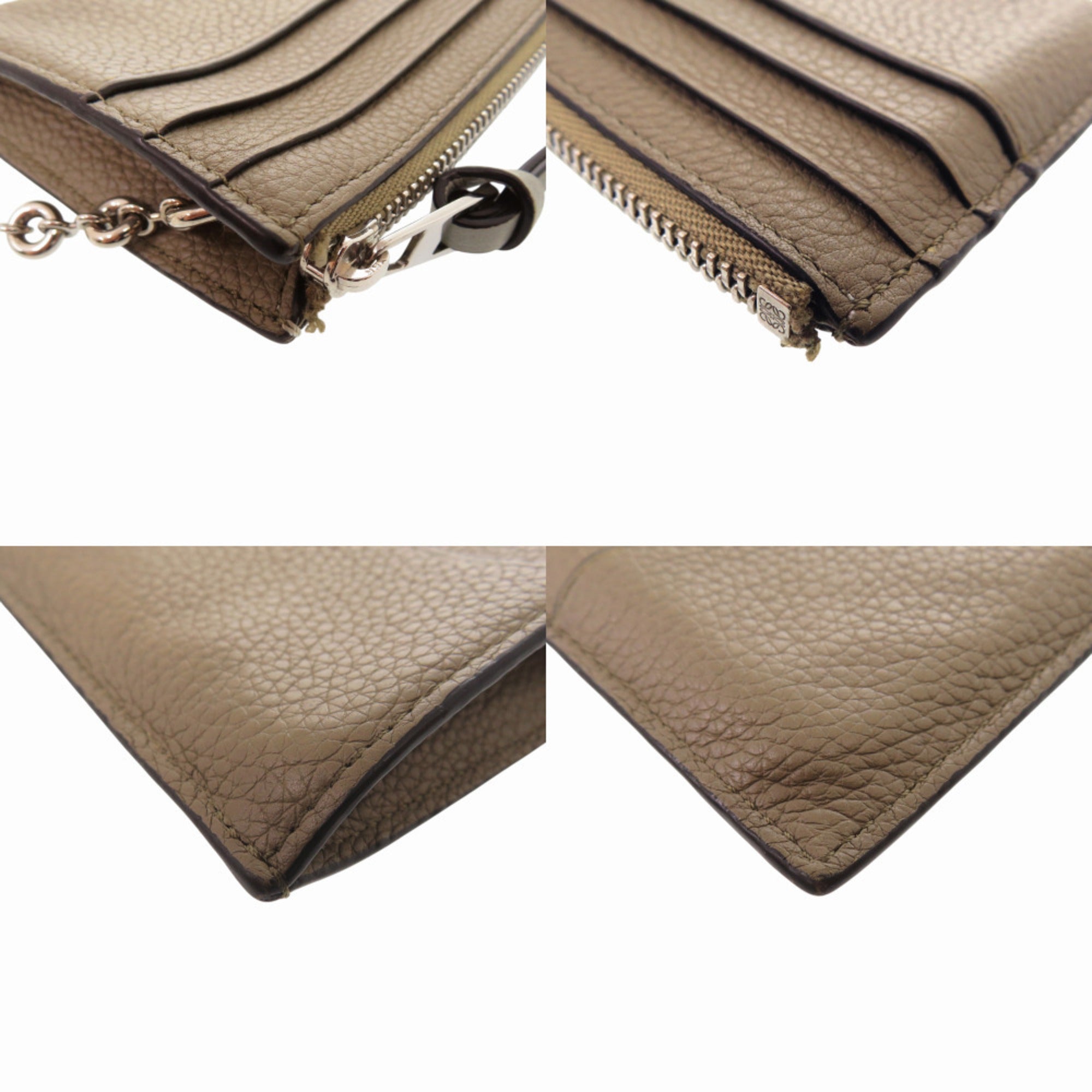 Loewe Khaki Leather Coin Purse/Coin Case (Pre-Owned)