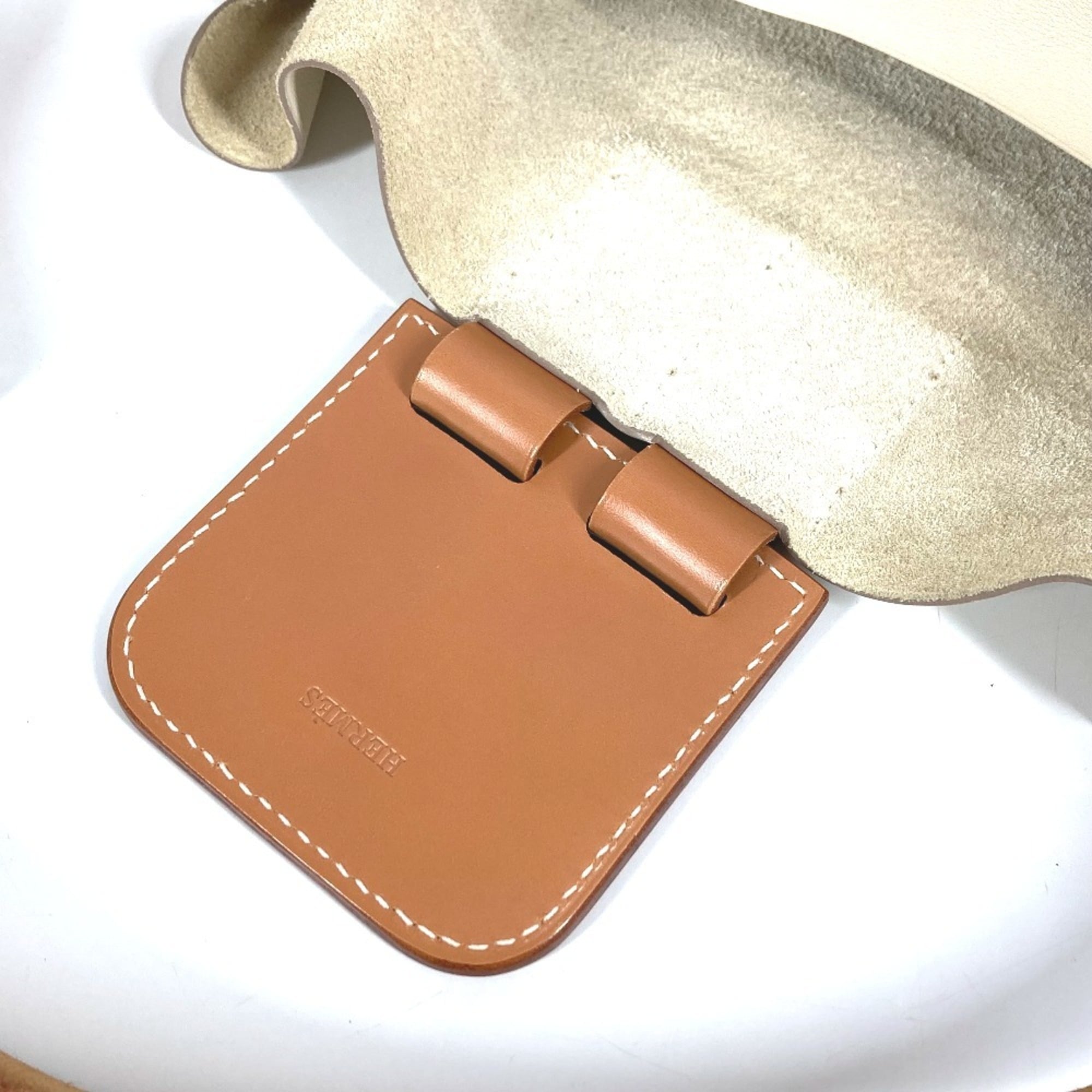 Hermes Brown Ivory Leather Shoulder Bag Tote Bag (Pre-Owned)