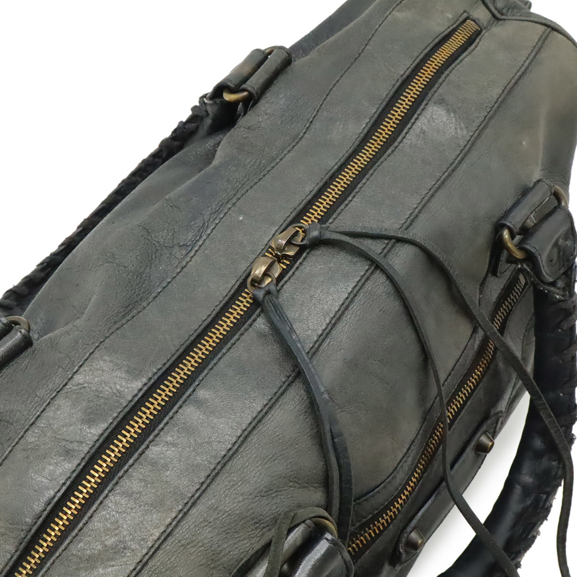 Balenciaga Dark Gray Leather Handbag Shoulder Bag (Pre-Owned)