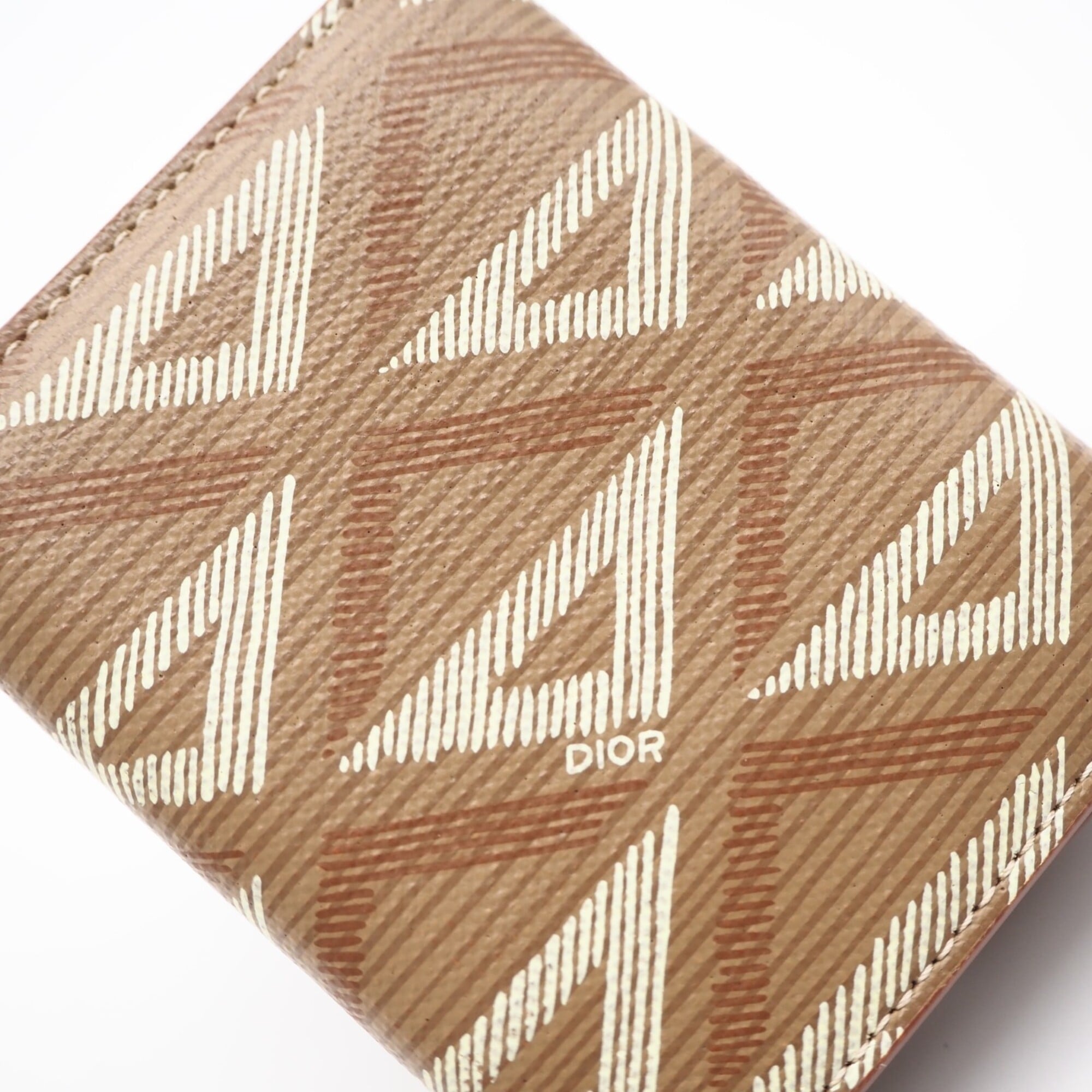 Christian Dior Brown Cream Coated Canvas Leather Wallet (Tri-Fold) (Pre-Owned)