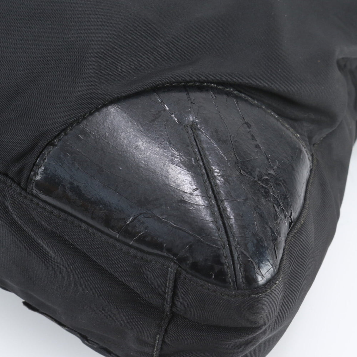 Prada Black Leather Nylon Shoulder Bag Tote Bag (Pre-Owned)