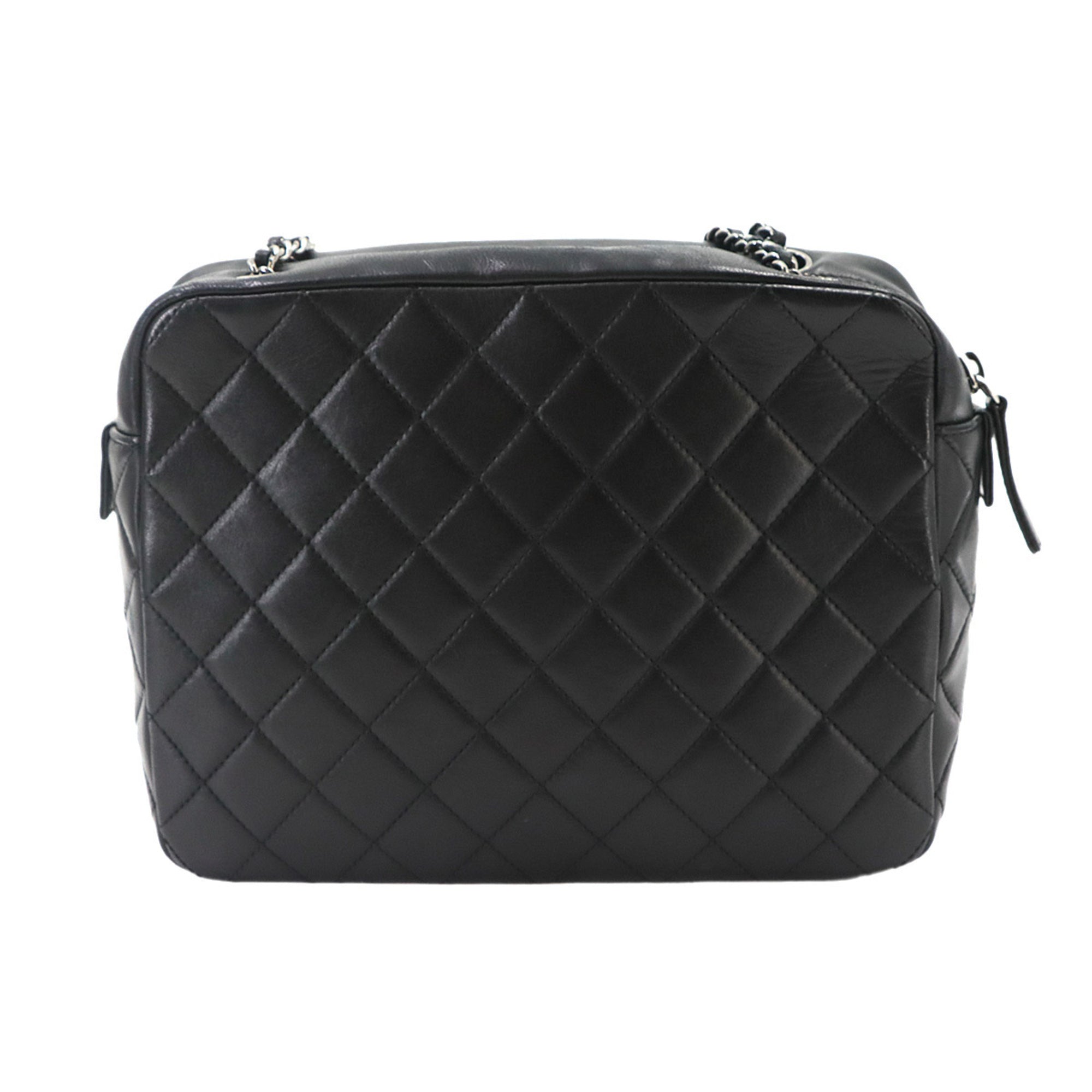 Chanel Matelasse Black White Plastic Leather Handbag Shoulder Bag (Pre-Owned)