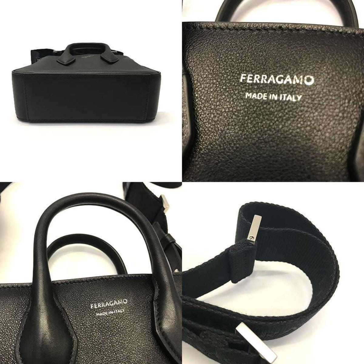 Salvatore Ferragamo Black Leather Jacquard Shoulder Bag (Pre-Owned)