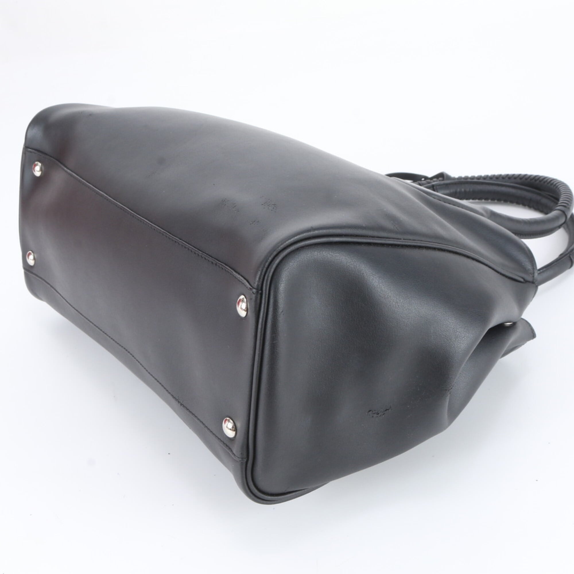 Salvatore Ferragamo Gancini Black Leather Handbag Shoulder Bag Tote Bag (Pre-Owned)