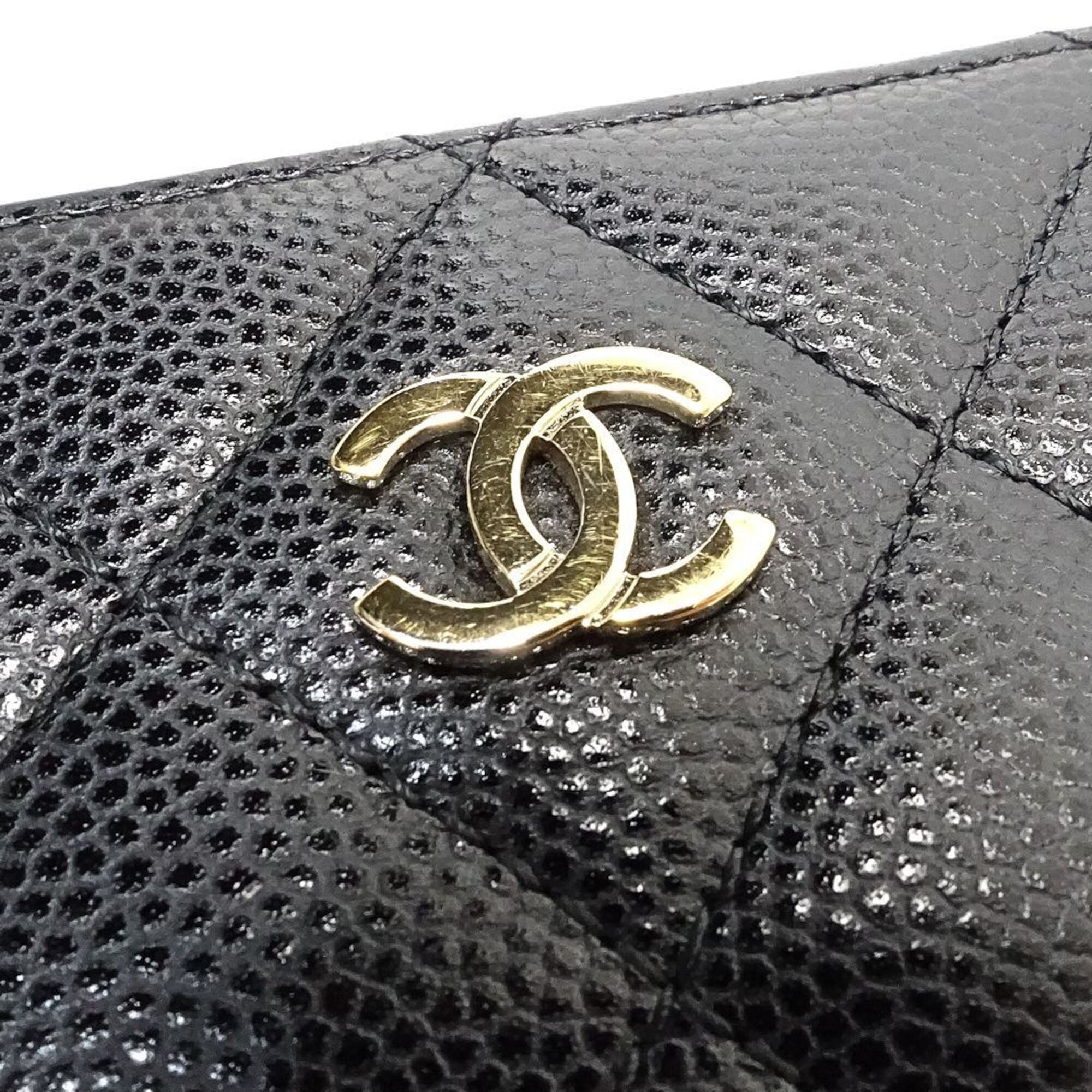 Chanel Black Grained Calfskin Coin Purse/Coin Case (Pre-Owned)