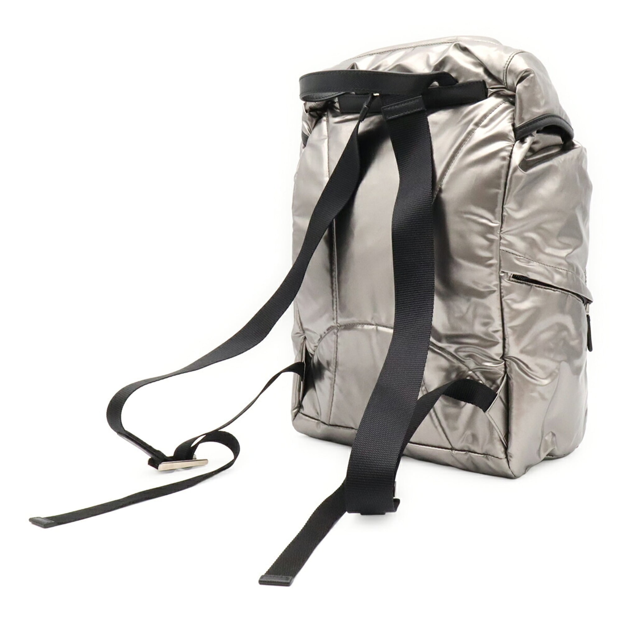 Prada Metallic Silver Nylon Backpack Shoulder Bag (Pre-Owned)