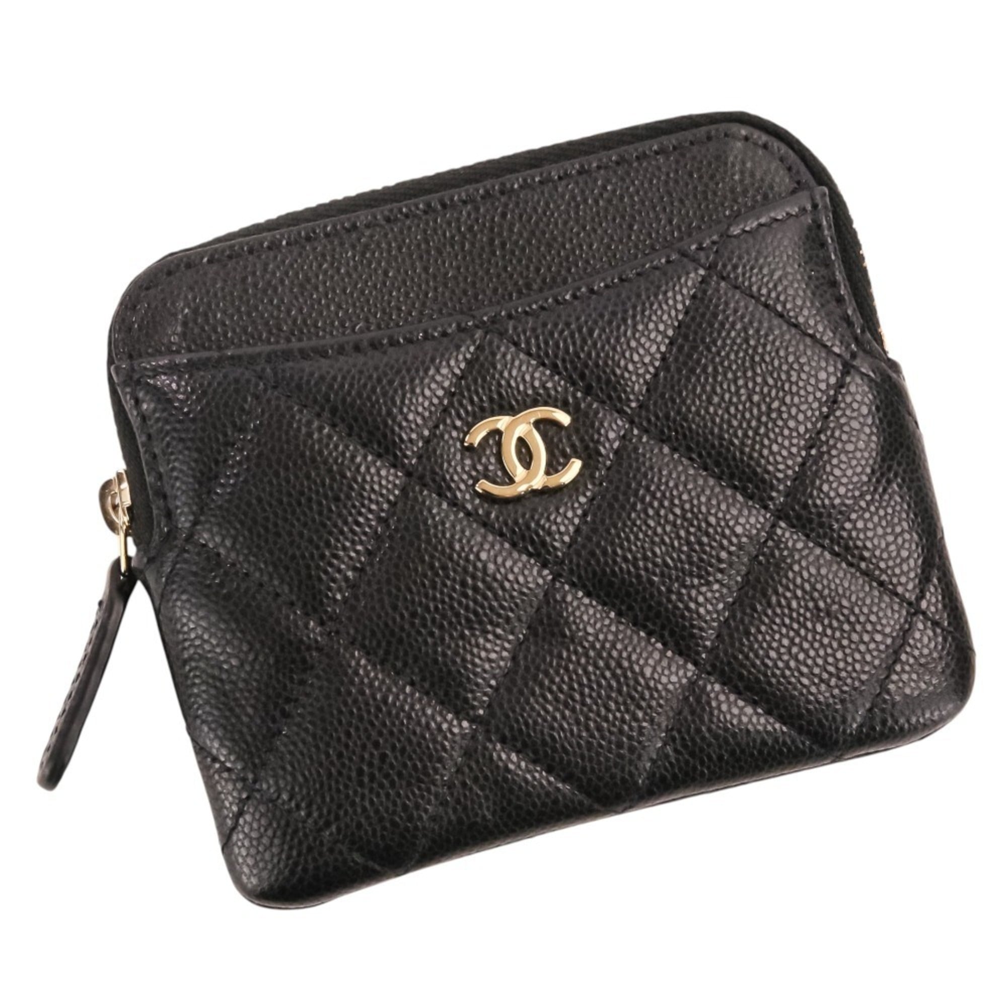 Chanel Black Grained Calfskin Coin Purse/Coin Case (Pre-Owned)
