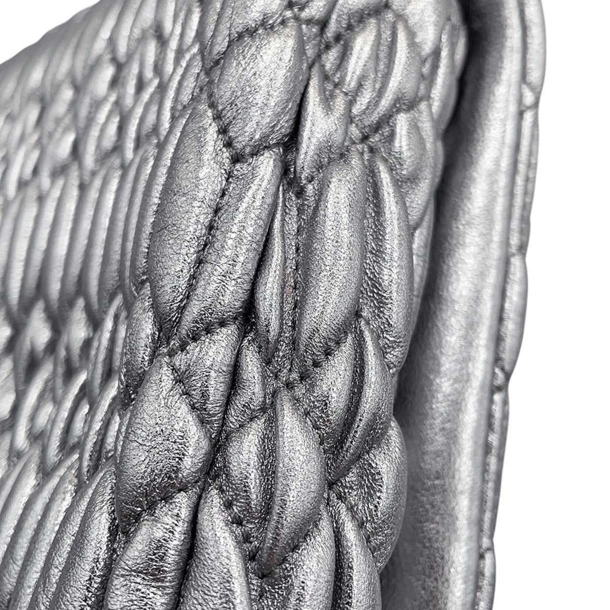 Miu Miu Matelasse Silver Shoulder Bag (Pre-Owned)