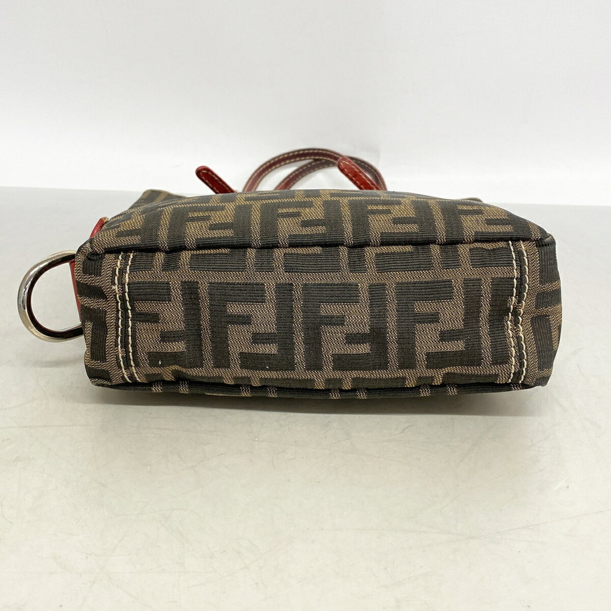Fendi Brown Red Color Nylon Canvas Tote Bag (Pre-Owned)