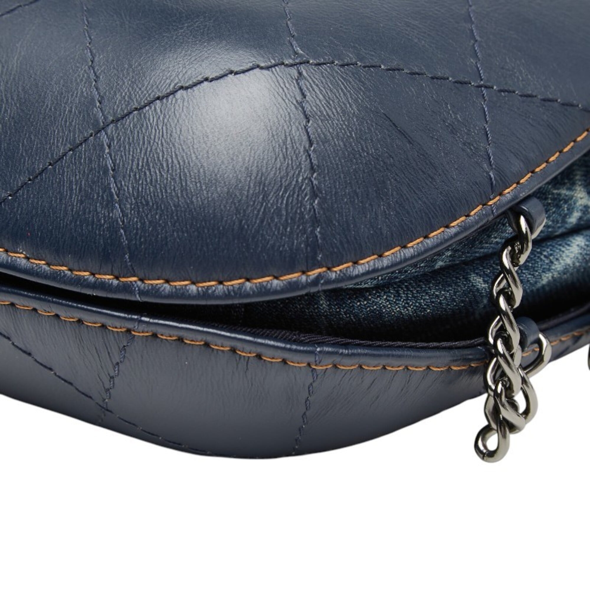 Chanel Blue Denim Leather Shoulder Bag (Pre-Owned)