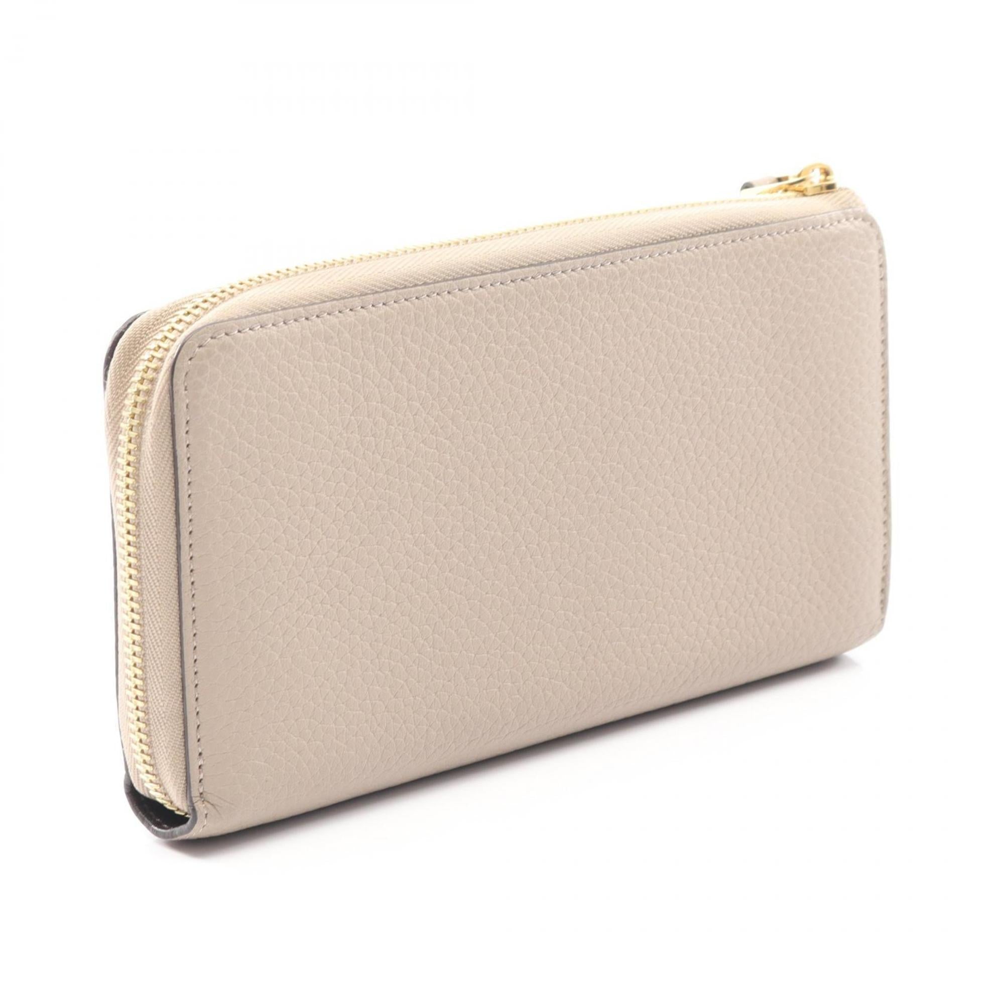 Louis Vuitton Beige Leather Long Wallet (Bi-Fold) (Pre-Owned)