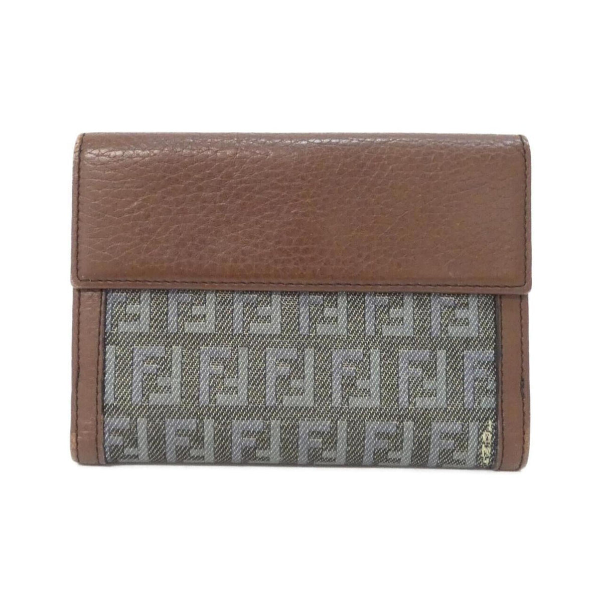 Fendi Blue Brown Gray Canvas Leather Wallet (Bi-Fold) (Pre-Owned)