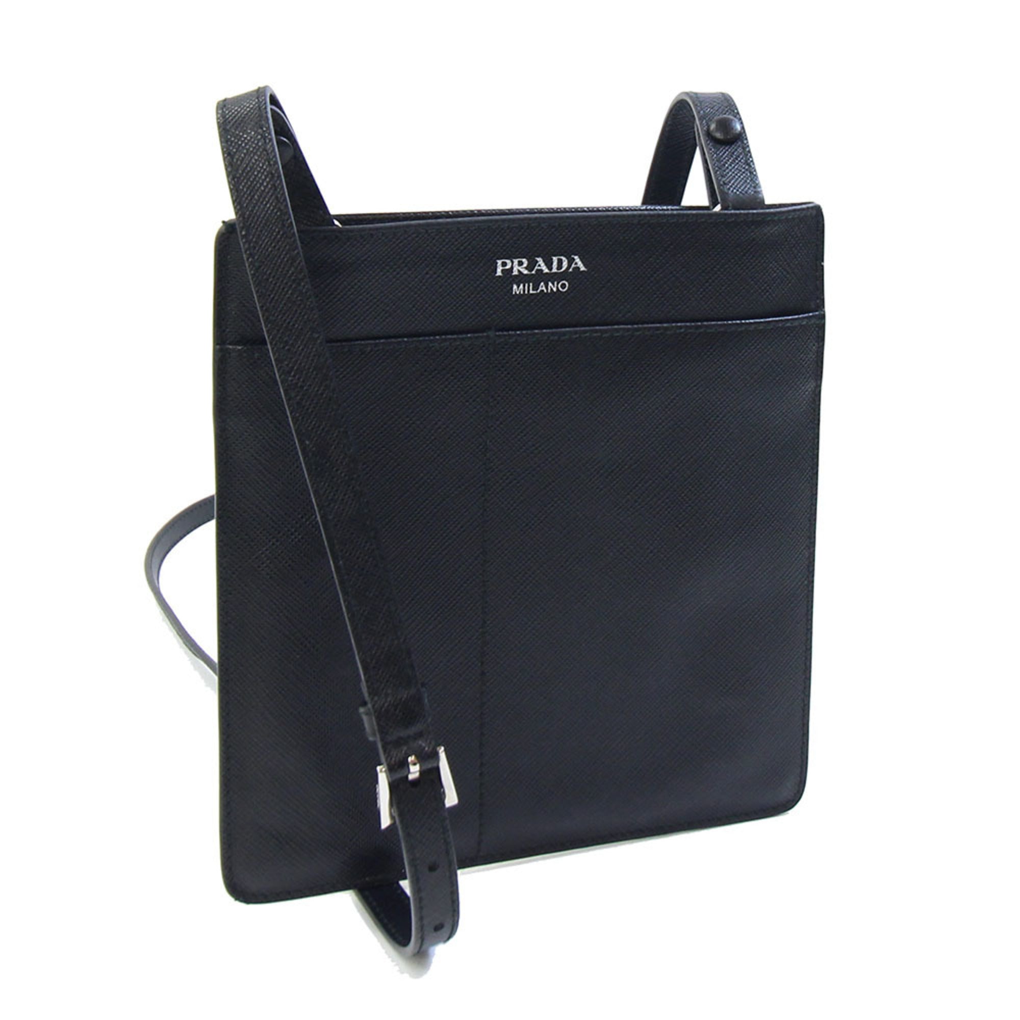 Prada Black Leather Pochette Shoulder Bag (Pre-Owned)