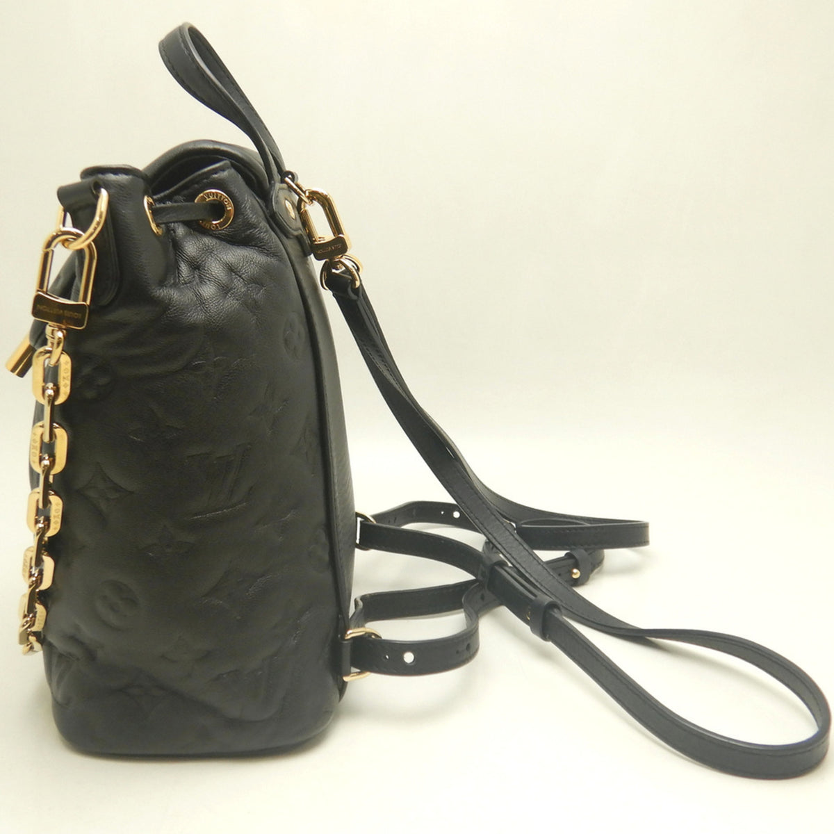 Louis Vuitton Noir Leather Backpack (Pre-Owned)