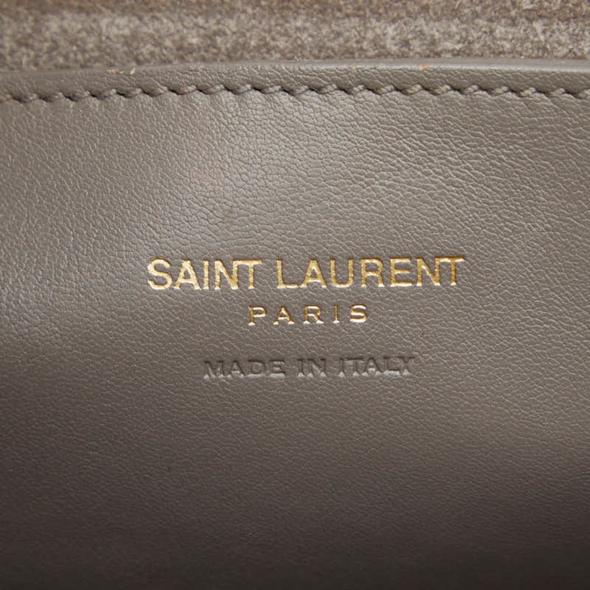 Saint Laurent Gray Leather Handbag Shoulder Bag (Pre-Owned)