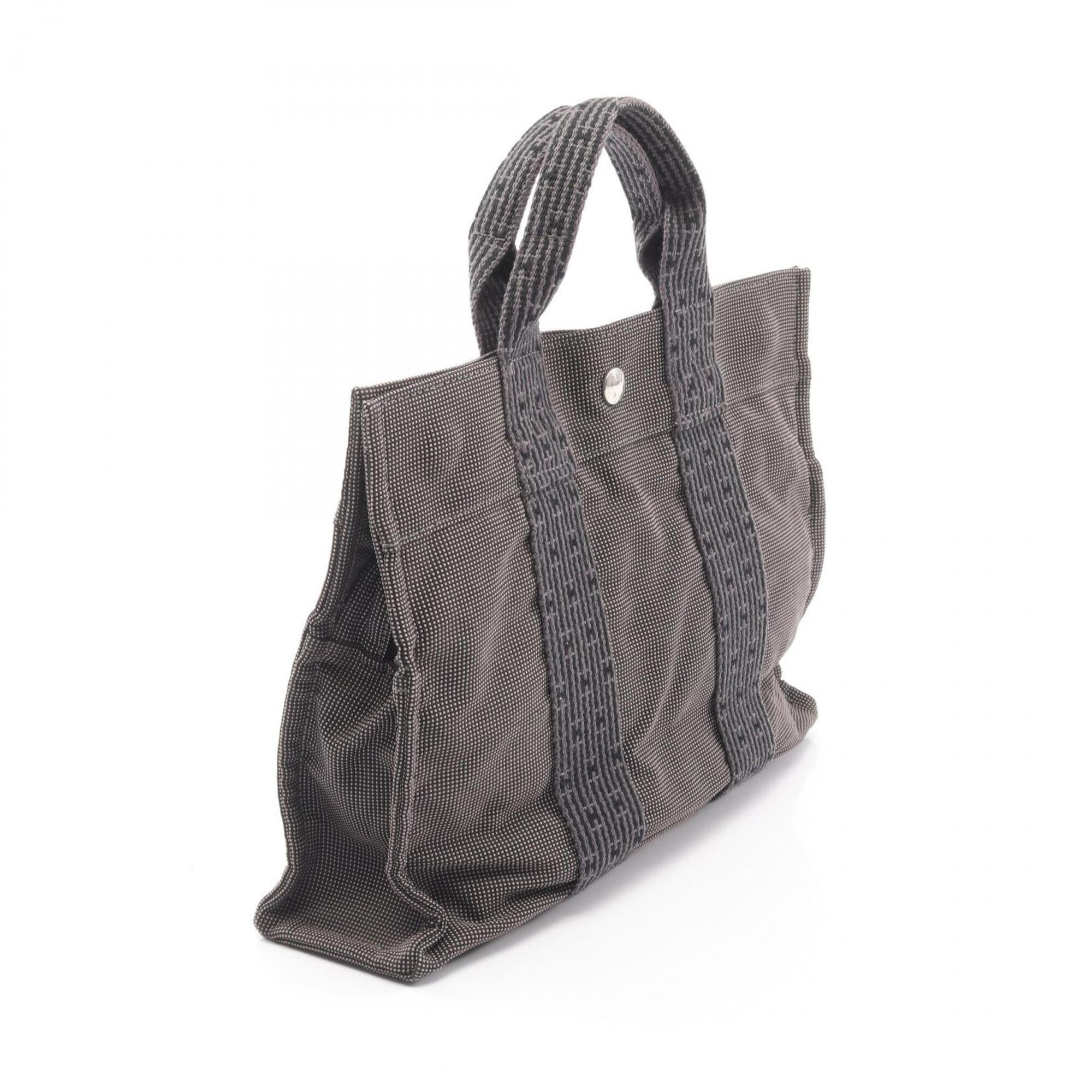 Hermes Gray Nylon Canvas Handbag Tote Bag (Pre-Owned)