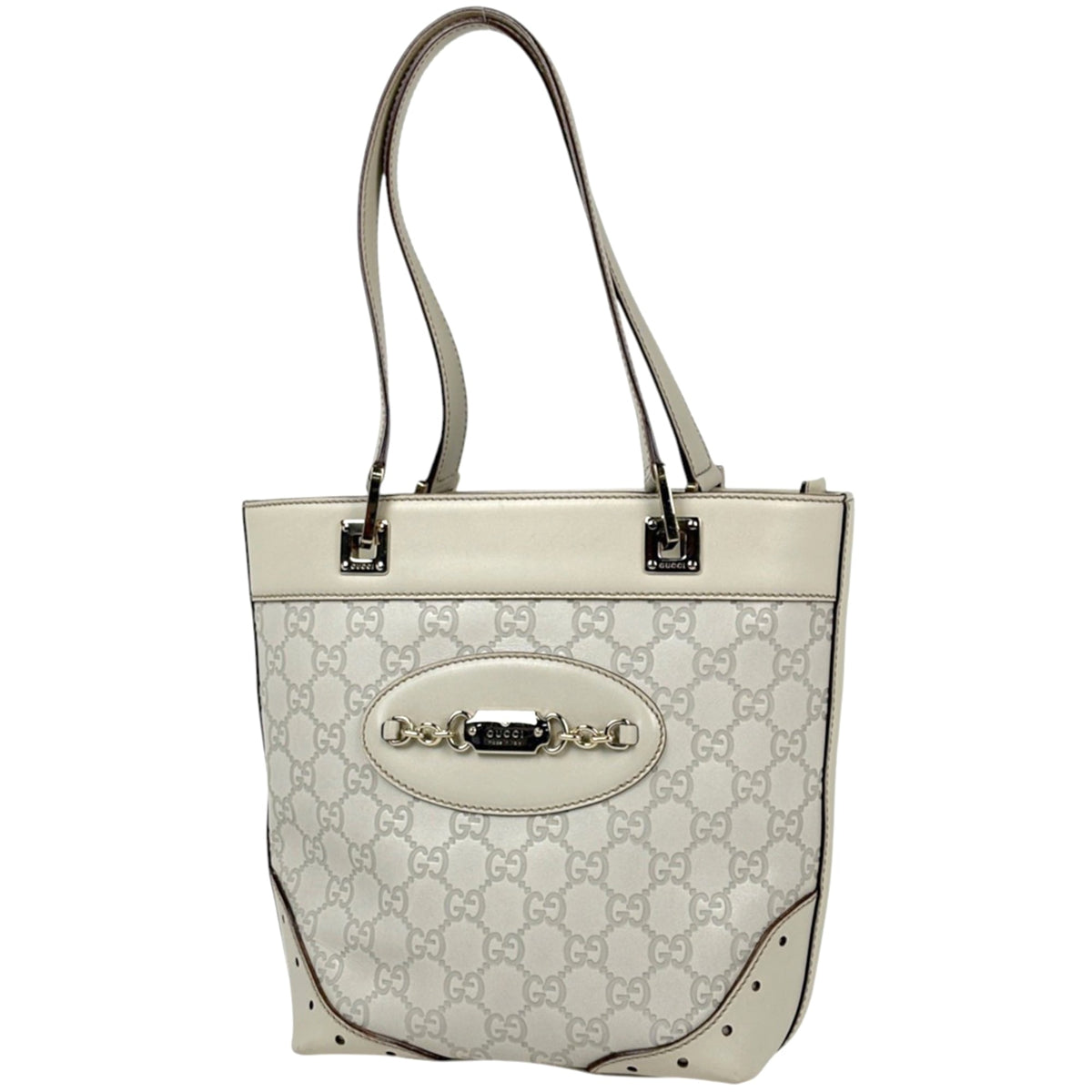Gucci White Leather Tote Bag (Pre-Owned)