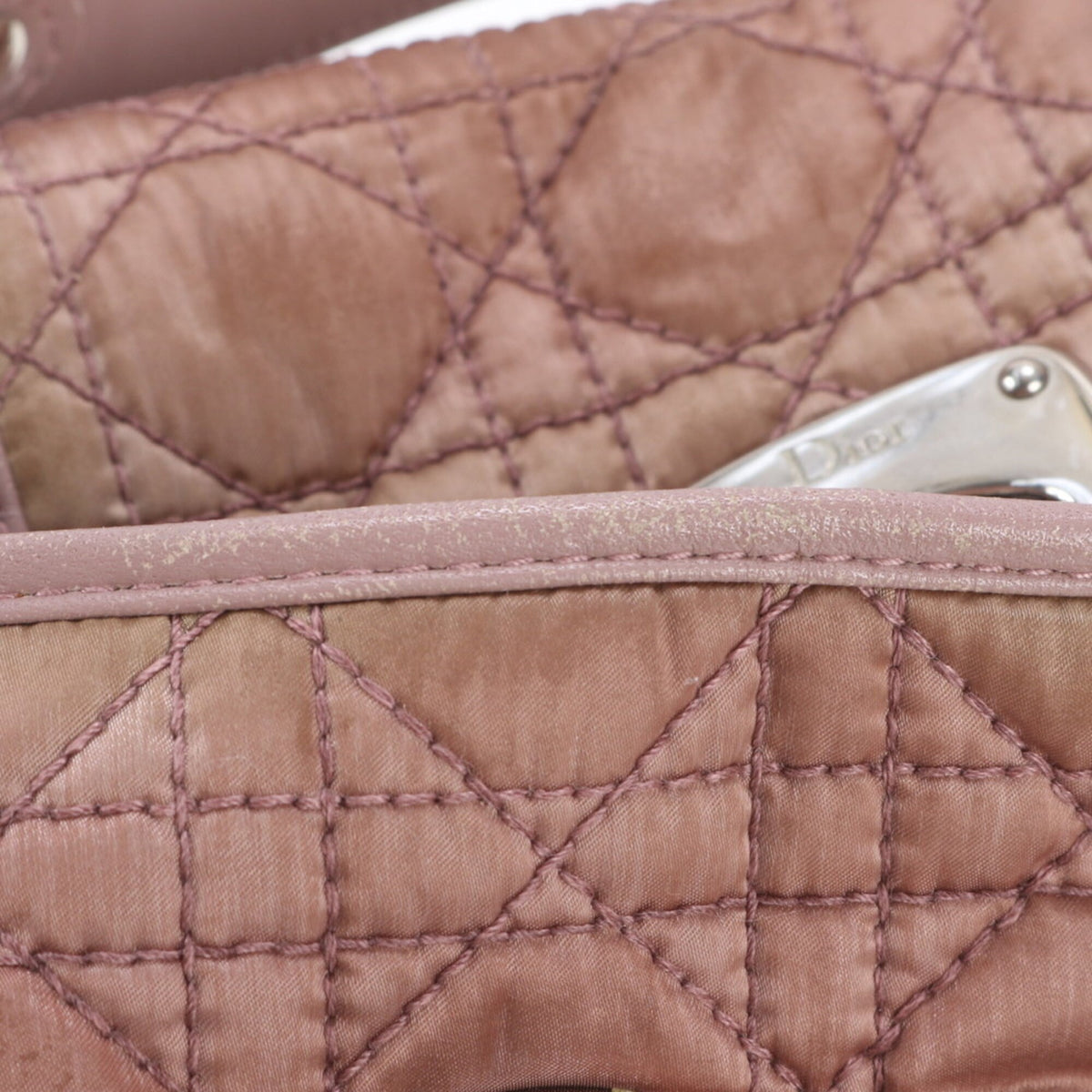 Christian Dior Pink Leather Nylon Handbag Tote Bag (Pre-Owned)