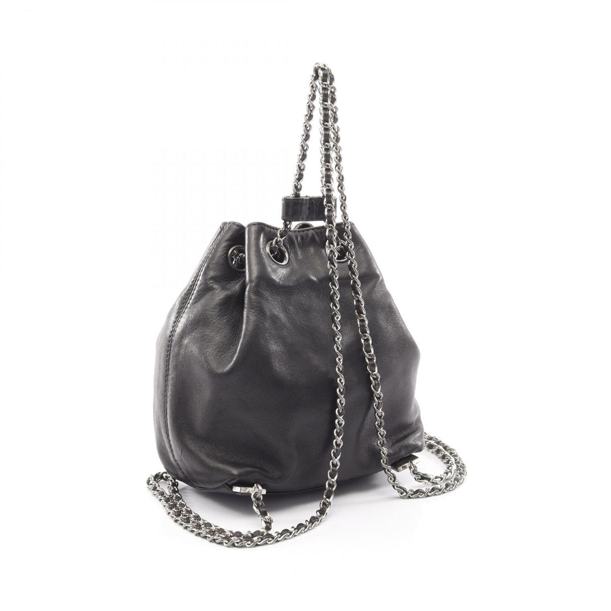 Chanel Black Leather Backpack Handbag (Pre-Owned)