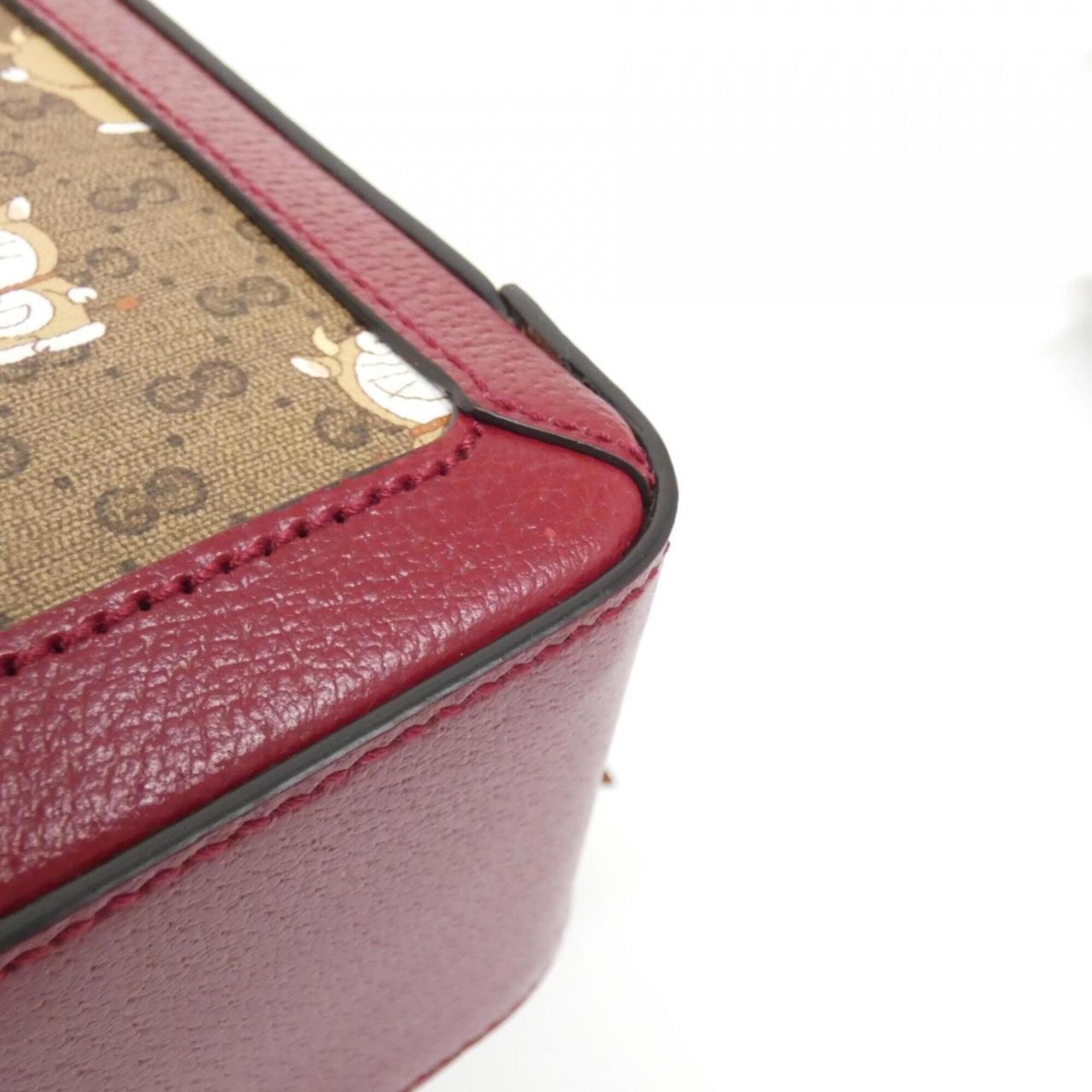 Gucci Beige Cherry Red Gg Supreme Leather Shoulder Bag (Pre-Owned)