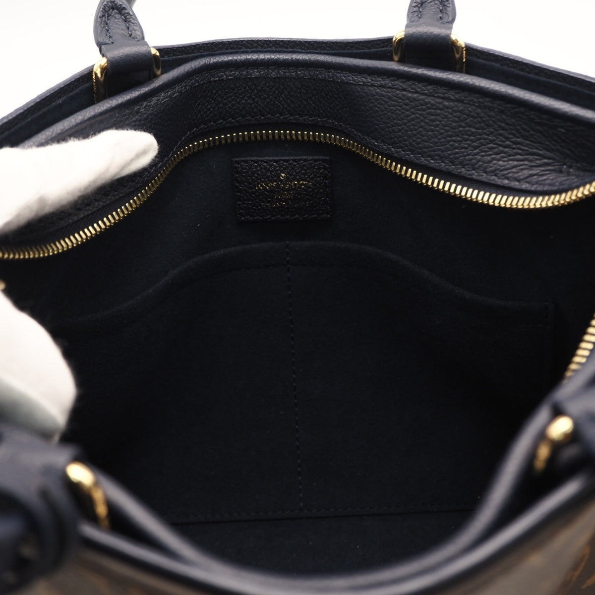 Louis Vuitton Beige Brown Monogram Navy Monogram Handbag (Pre-Owned)