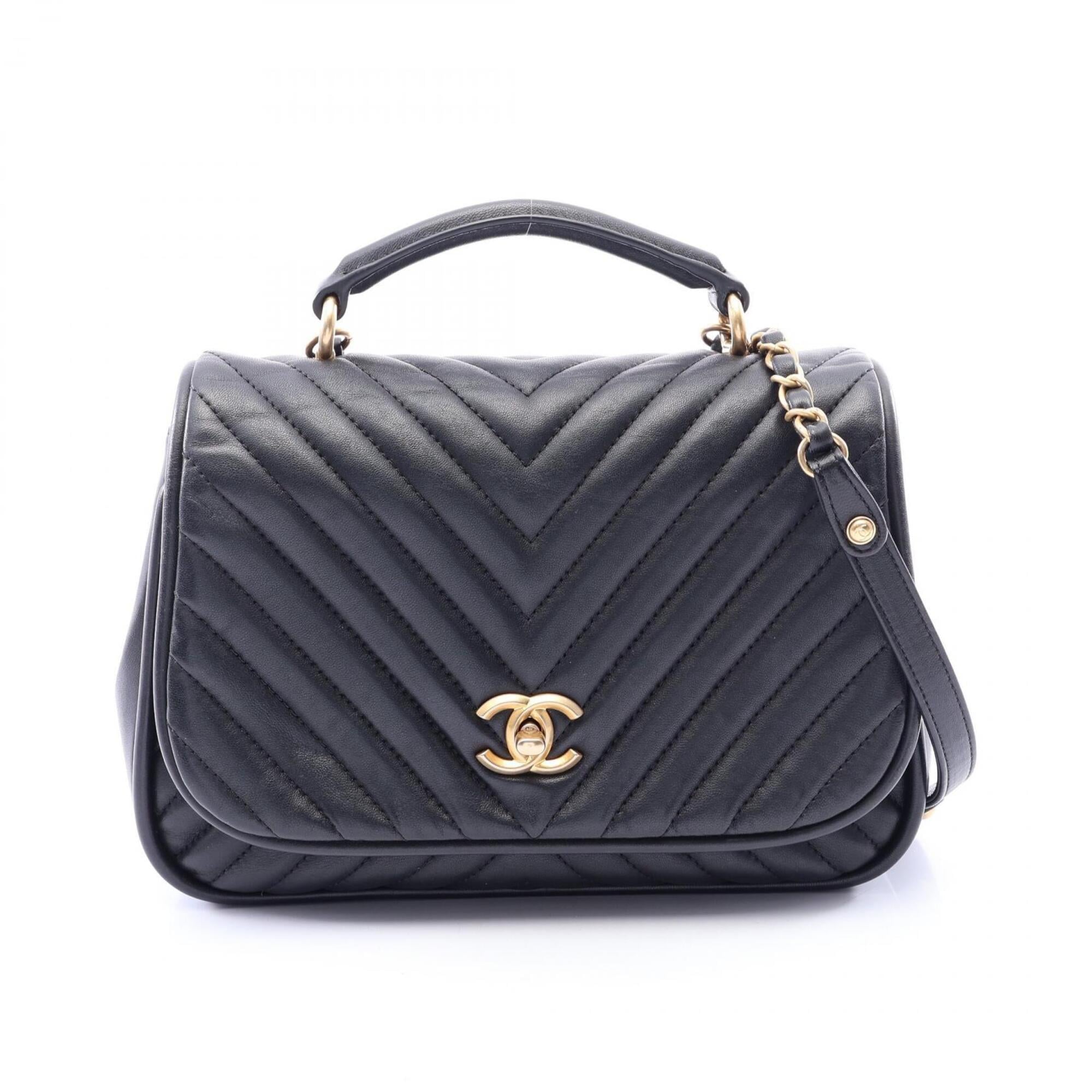 Chanel Black Leather Handbag Shoulder Bag (Pre-Owned)