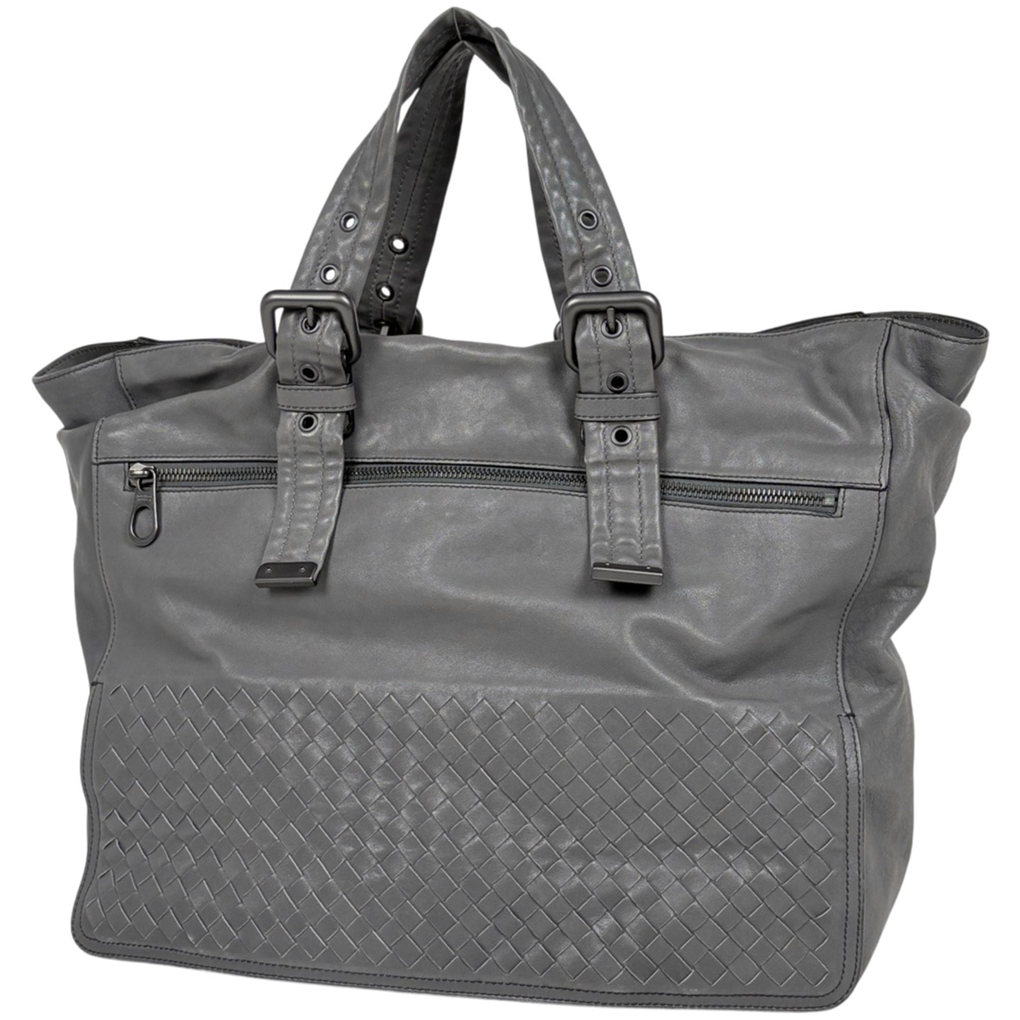 Bottega Veneta Gray Leather Tote Bag (Pre-Owned)