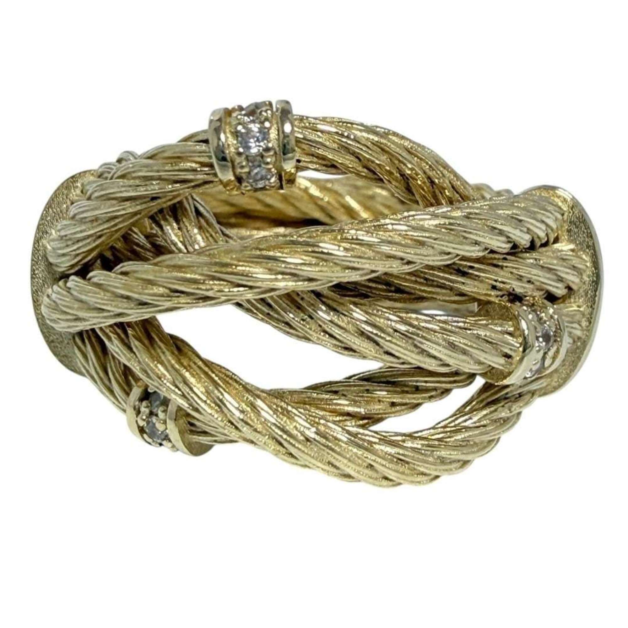 Bottega Veneta Rhinestone Silver 925 Band Ring (Pre-Owned)