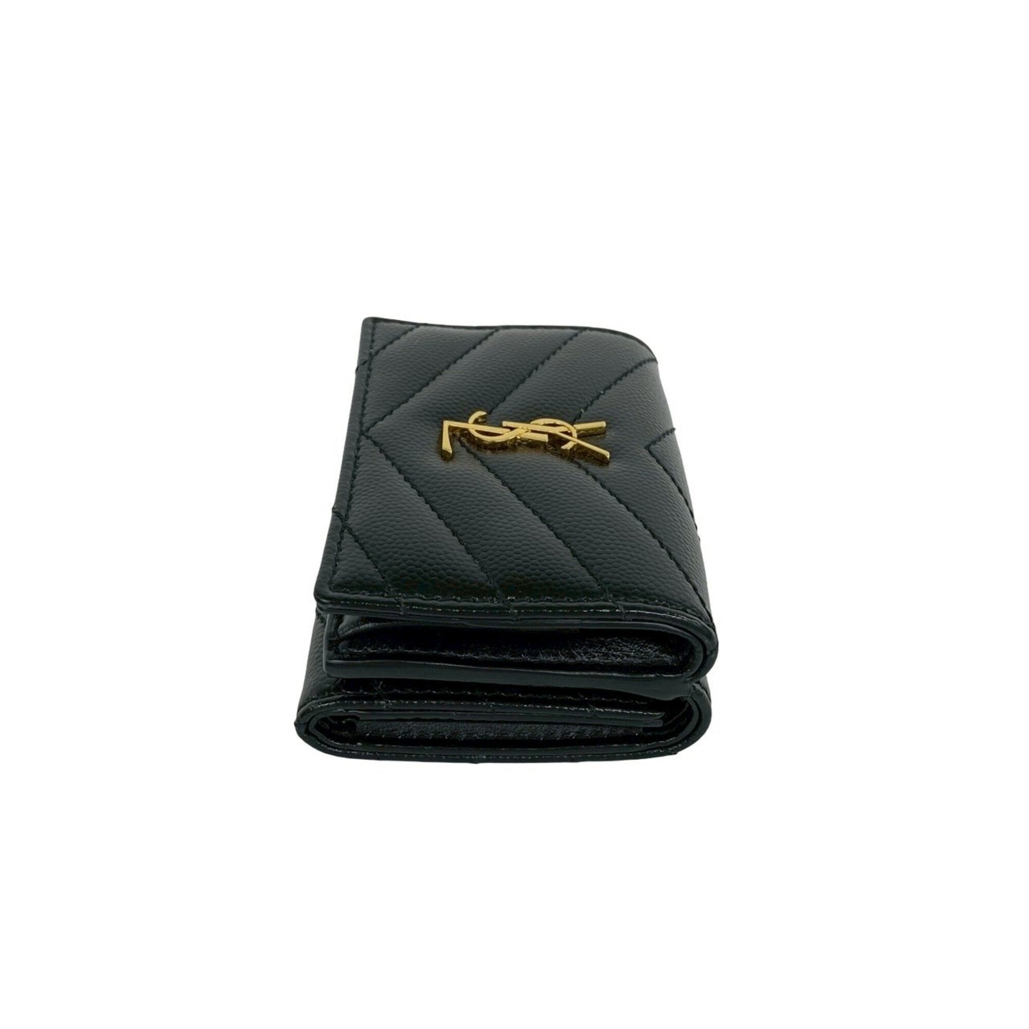 Yves Saint Laurent Black Leather Wallet (Tri-Fold) (Pre-Owned)