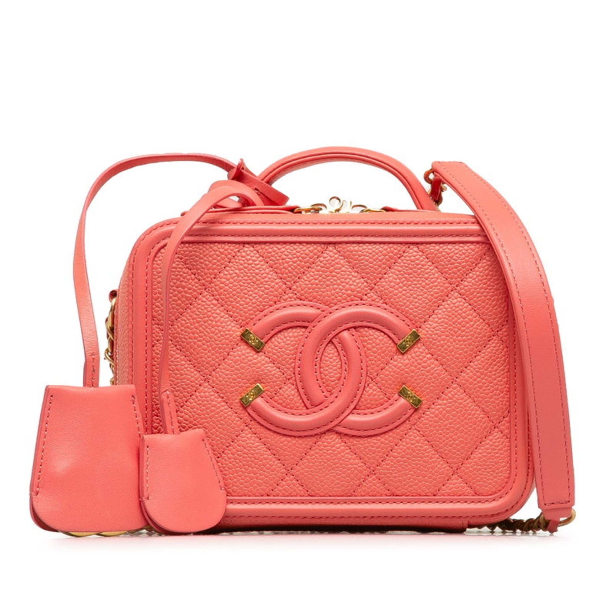 Chanel Pink Grained Calfskin Handbag Shoulder Bag (Pre-Owned)